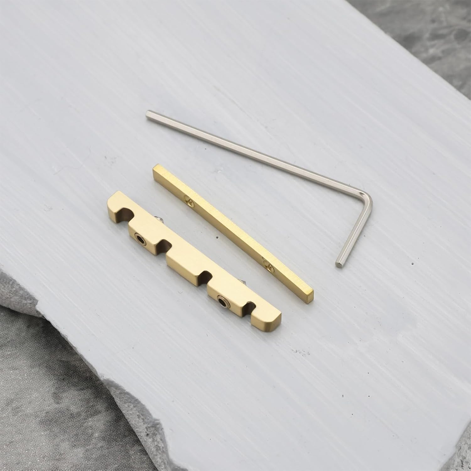 1Pc 4 String Bass Guitar Nut 38Mm Adjustable Height Bell Brass Nut Split Regulation Bass Guitar Nut for Jazz Bass 38 X3.5Mm image number 4