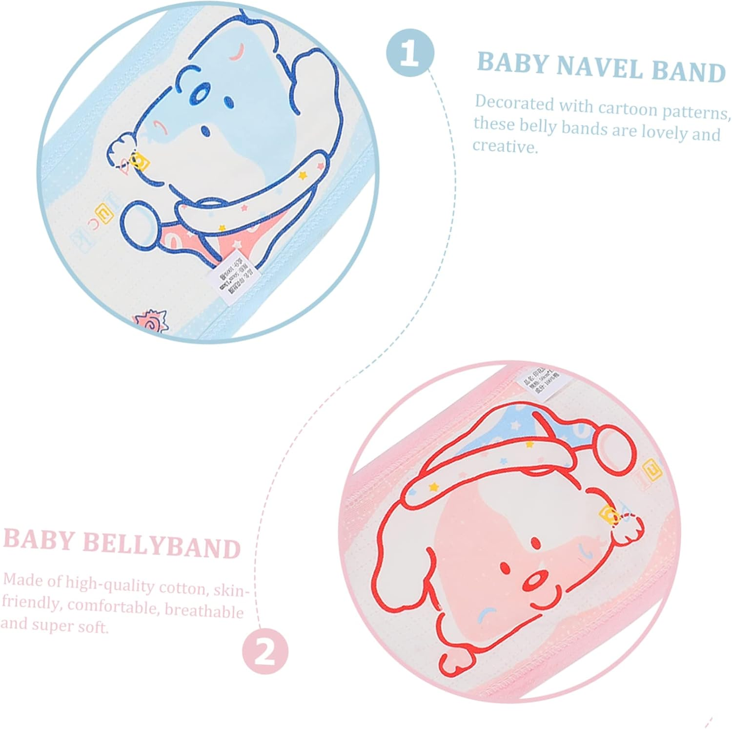 Baby Bellyband and Navel Belt 2Pcs Cotton Newborn Bellybands Soft Breathable Infant Belly Wraps for Newborn Care and Umbilical Protection, Suitable for Babies image number 1