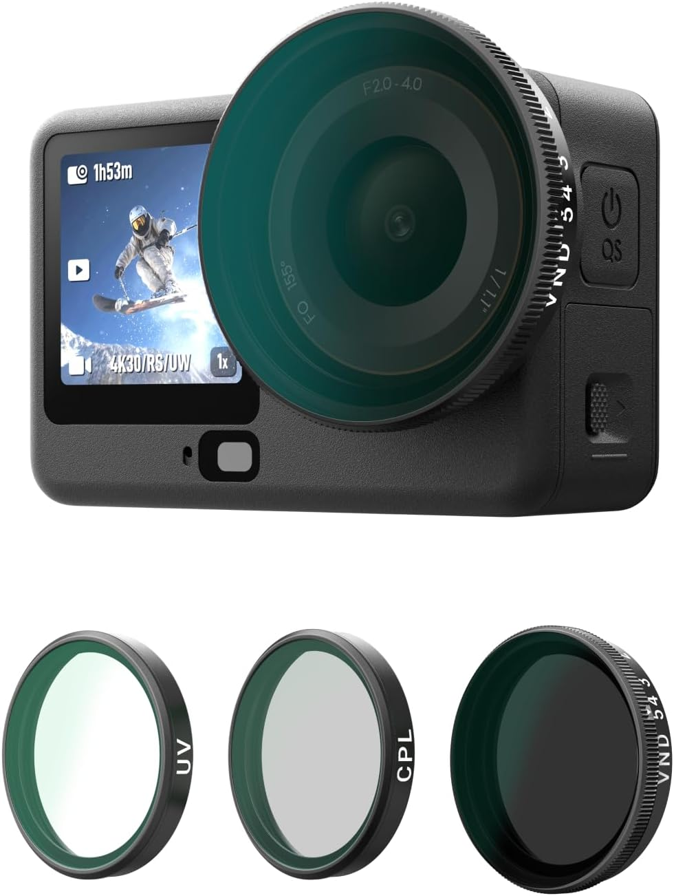 TELESIN Lens Filter Set for DJI Action 5 Pro Action 4 Action 3 Camera Accessories, 4-Pack CPL ND32 ND16 ND8 Polarizing Neutral Density HD Filter Lens Protective Protector Cover for DJI Osmo Action - For Dji Action 6 Cpl+Nd8/16/32 image number 7