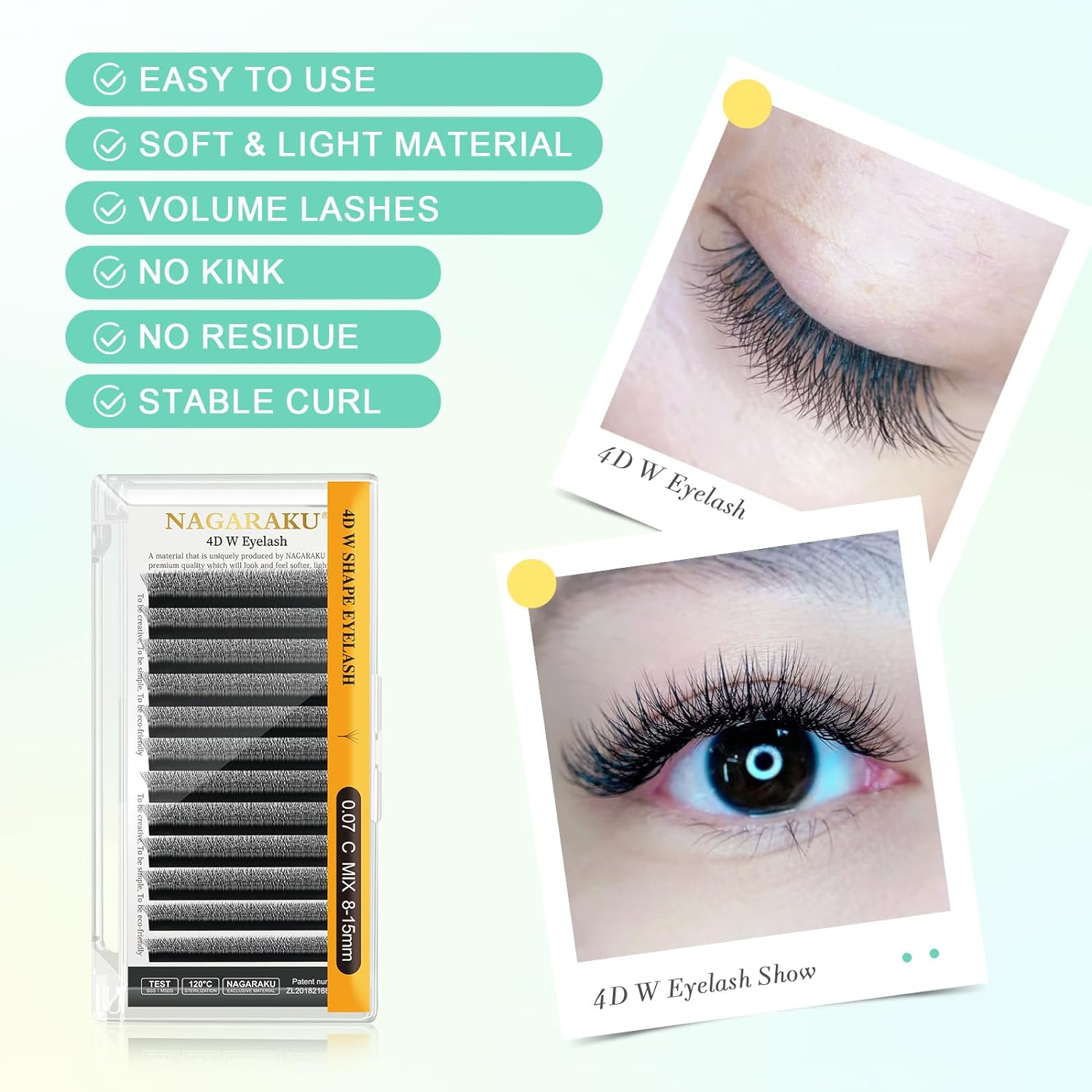 NAGARAKU W Eyelash Extension 3D Volume Premade 0.07Mm C Curl 11 Mm Faux Mink Matte Black Color Cluster Easy Fanning Yy Eye Lashes image number 3