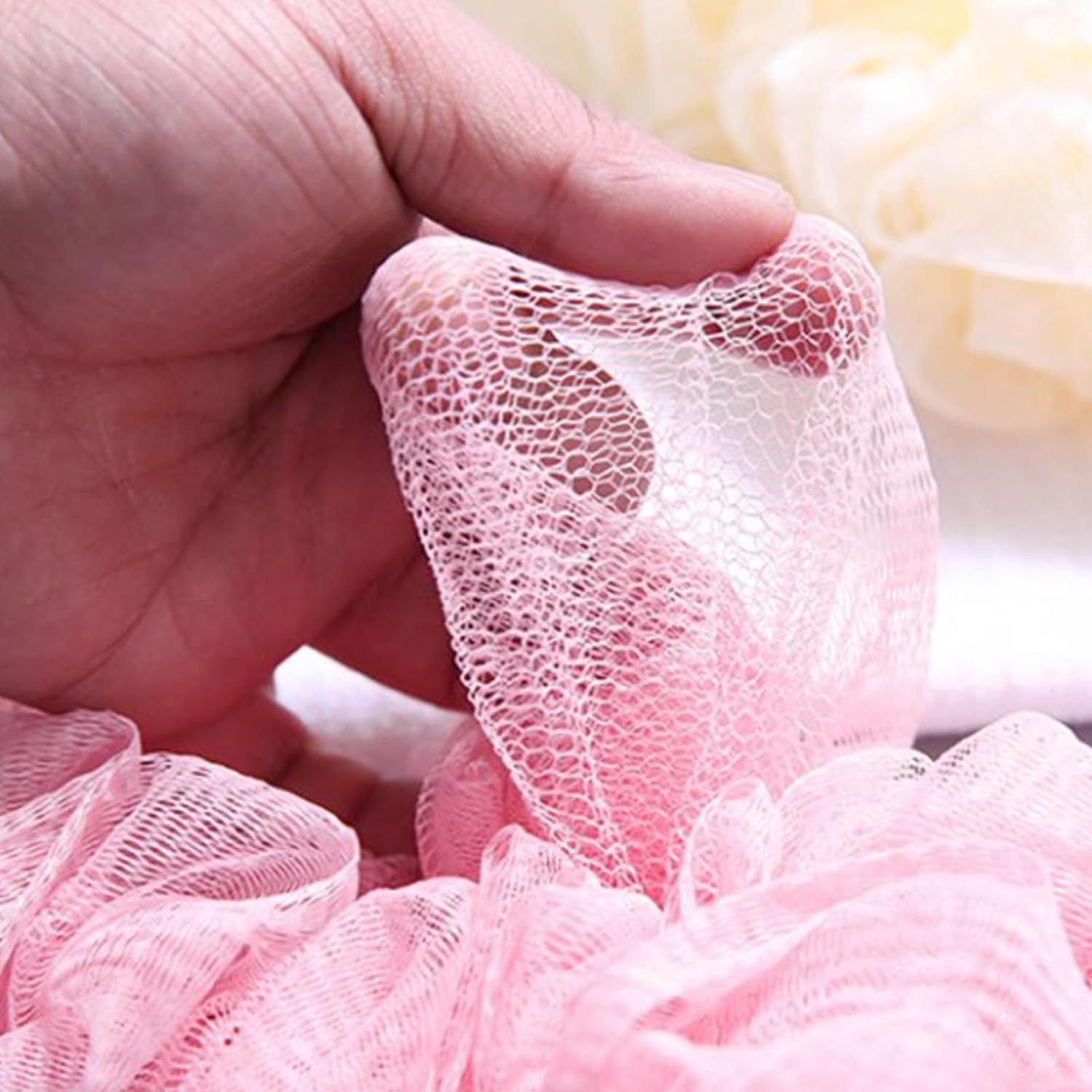 Omabeta Bath Sponge, 0.78Ft(24Cm) Long Handle, 1.44Ft(44Cm) L with Soft Loofah Design, Back and Body Shower Brush, Skin Rejuvenation Exfoliating, 1-Pack