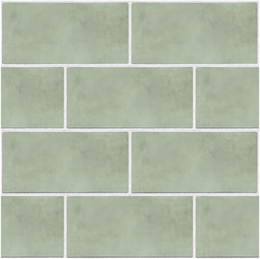 Alwayspon Tile Sticker, Sage Green Brick Self Adhesive Stick on Tiles Transfer Sticker for Bathroom Kitchen, Splashback, Peel and Stick Vinyl Floor Wall Tiles Sticker, 10Pcsx20Cm/8Inch image number 6