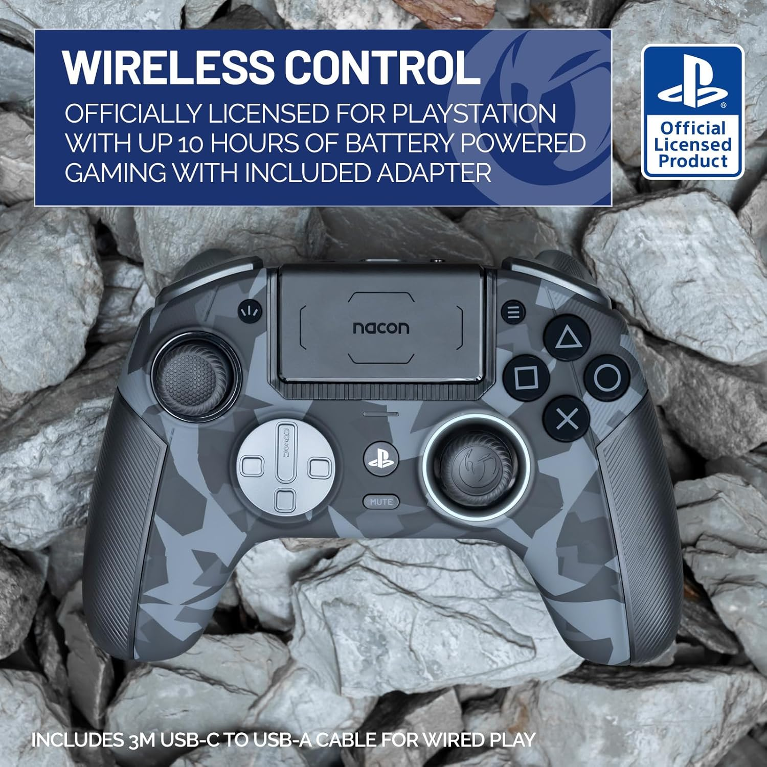 Nacon Revolution 5 Pro Officially Licensed Playstation Wireless Gaming Controller for PS5 / PS4 / PC - Hall Effect, Trigger Stops, Mappable Buttons, Bluetooth Audio - Urban Camo image number 5