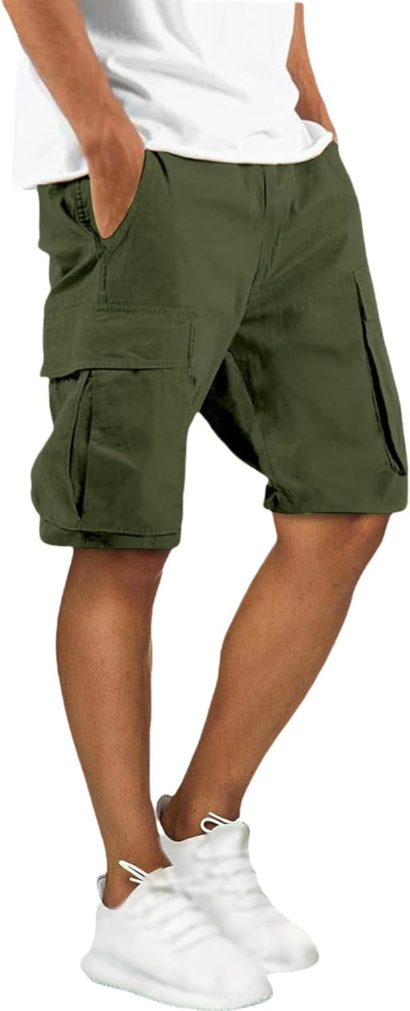 Men'S Cargo Shorts Knee Length Work-Shorts with Pockets Summer Relaxed Fit Dungarees Big and Tall Sweat Short Pants