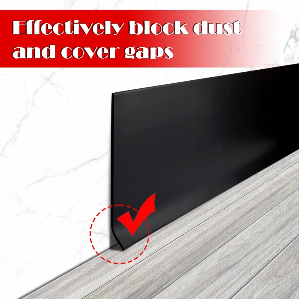 FONUNO Vinyl Wall Base Baseboard Molding Trim 4/'' Flexible Self Adhesive Rubber Wall Base Moulding Trim Peel and Stick Design, 4 Inch X 60 Feet, Black image number 5