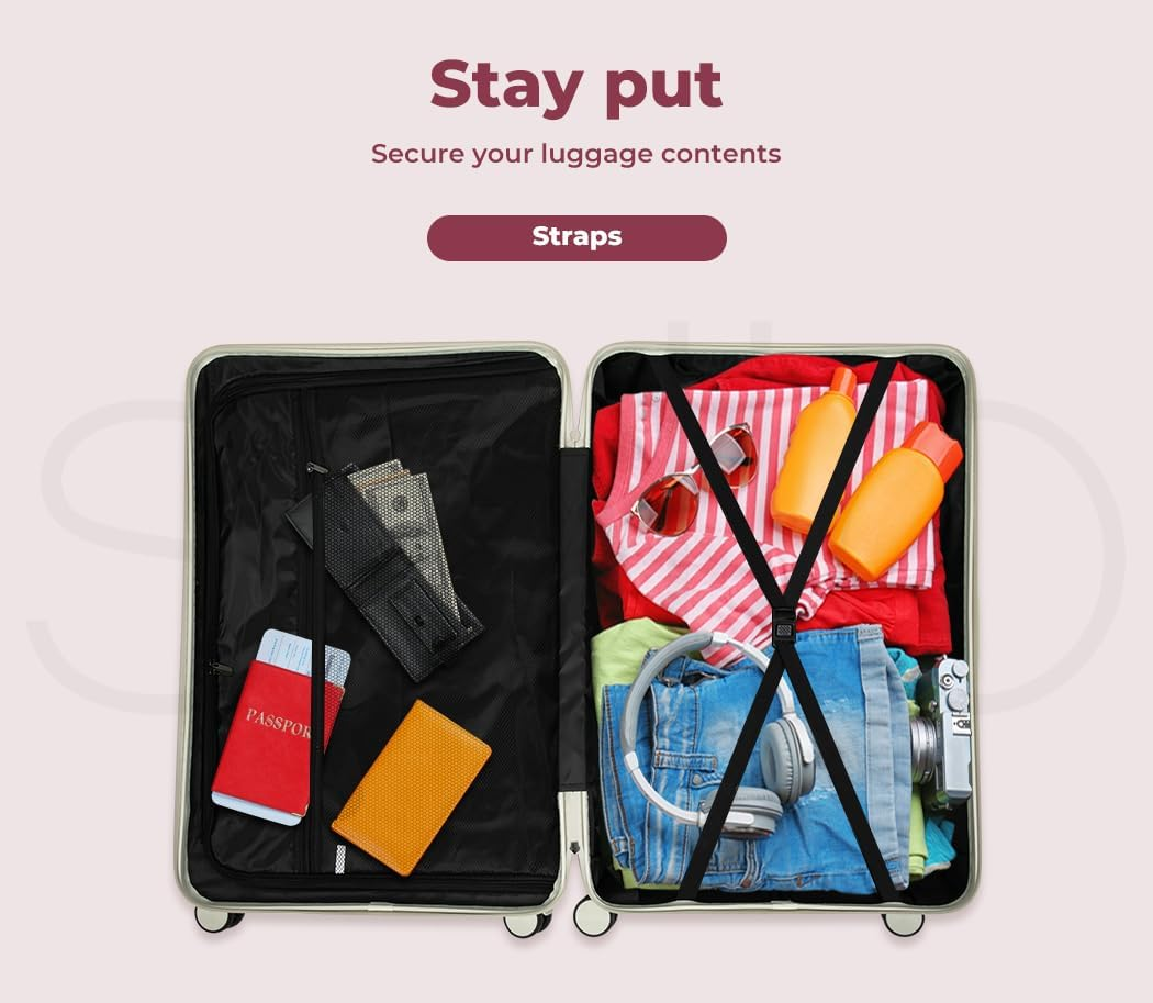 Slimbridge 4Pcs Luggage Set 14"+20"+24"+28" Suitcase Trolley, Travel Carry on Packing Luggage with Built-In Lock, Hard Shell Wheels Spinner Luggages Suitcases, White image number 5