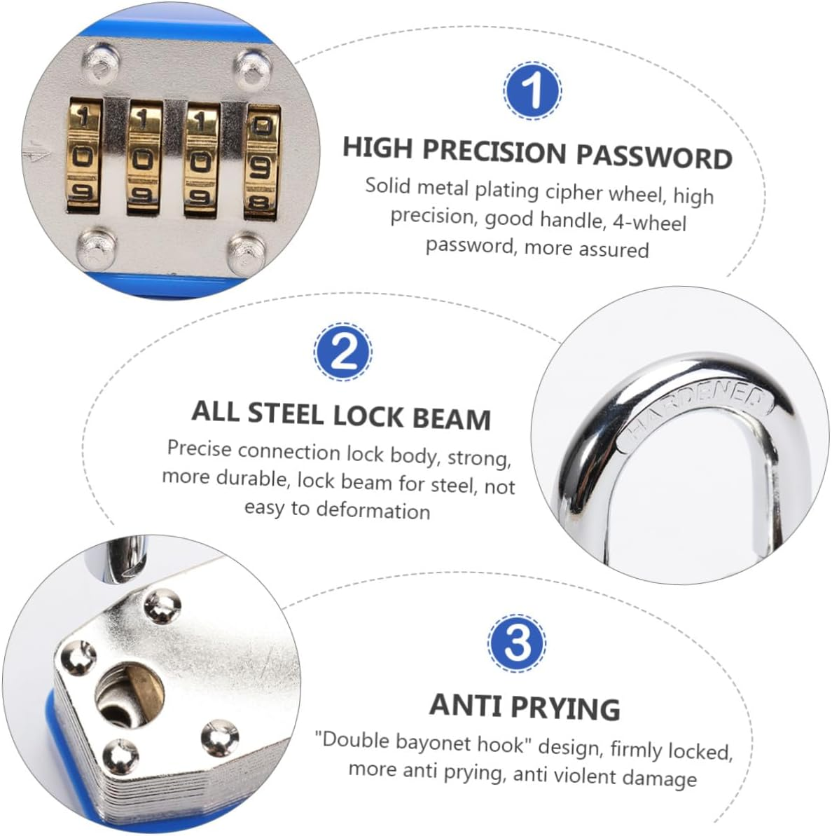 CLISPEED Four-Digit Password Padlock Luggage Lock for Traveling Combination Security Lock Use on Suitcase Bag Gym Locker Toolbox Outdoor Equipment image number 2