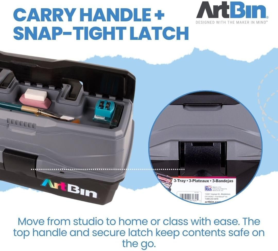 Artbin 6893AG One Tray Art Supply Box, Large, Gray, Small/Tall