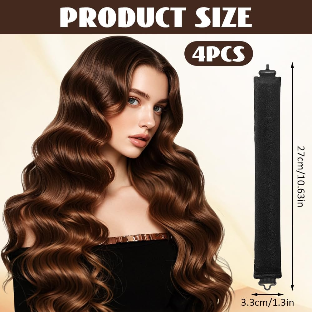 Overnight Heat-Free Curlers, Overnight Curls, Curls without Heatless Curl Set, Curls without Heat Hair Curler, DIY Overnight Curls for All Hair Types, All Hair Types (Black) image number 3