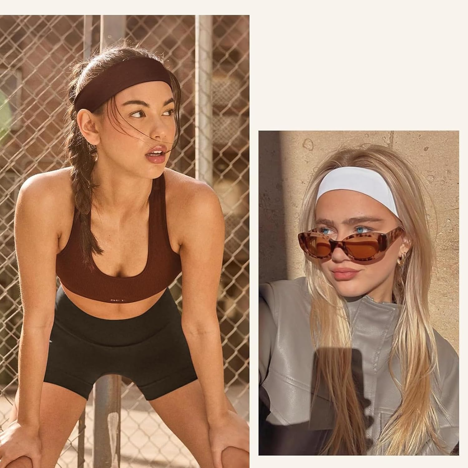 Headbands for Women, 8Pcs Stretchy Non Slip Soft Cotton Cloth Hair Bands for Sports, Workout, Yoga and Running image number 3