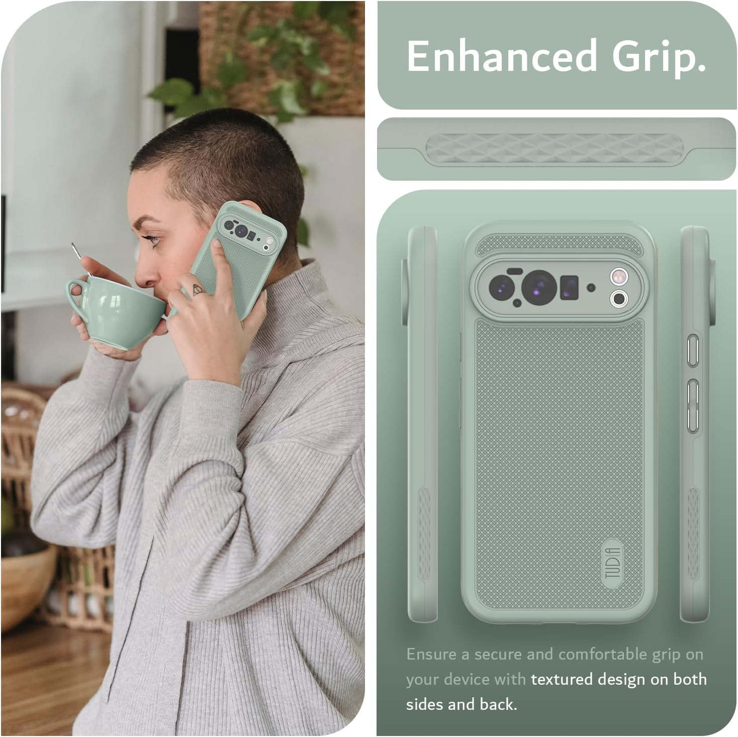 TUDIA Mergegrip [Military Grade] Designed for Google Pixel 10 Pro XL Case (2025), [Drop Tested] Dual-Layer Shockproof Slim Non-Slip Heavy Duty Protective Phone Cases (Green Lily, Basic) image number 4