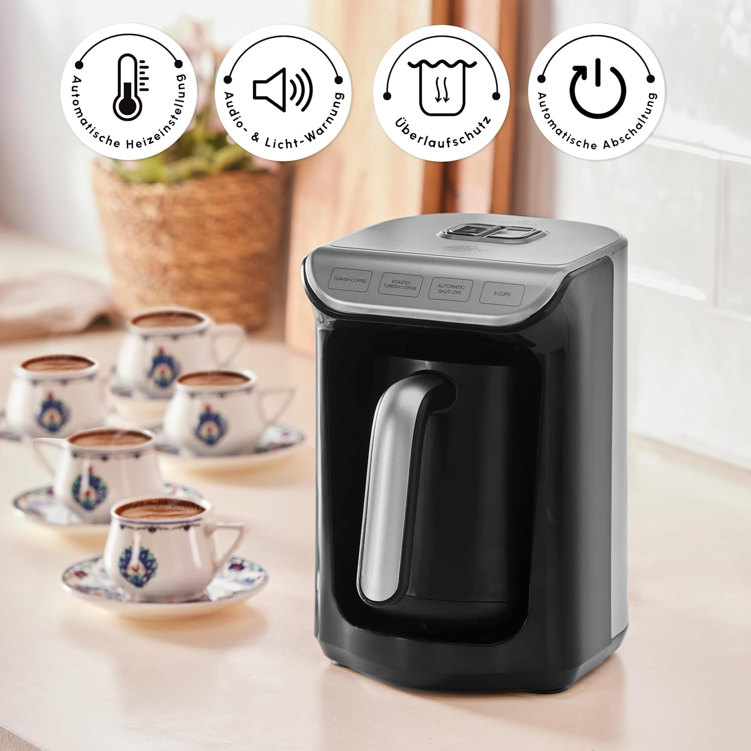 Karaca Hatır K&ouml;z 5 Cup Capacity Turkish Coffee Machine, Anthracite - Root image number 5