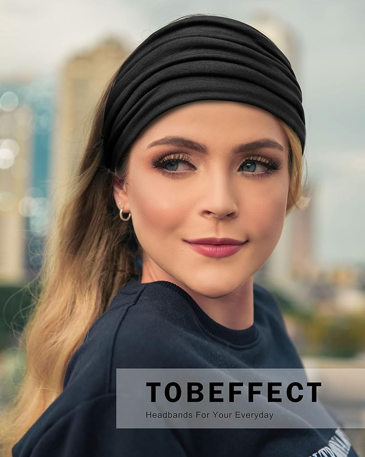 FUGLUS 4 Pieces Fashion Headbands for Women, Elastic Soft Headbands, Extra Wide Hair Bands, Headband, Multicoloured Head Wrap for Everyday Yoga, Sports, Fitness, Cosmetics, Boho Hair Accessories image number 5