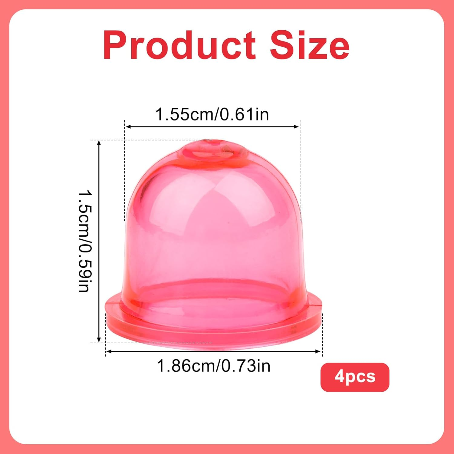 Gosknor 4Pcs Primer Bulb Replacement, Carburetor Primer Bulb for Small Engines Pump Bulb Fuel Primer Bulb for WALBRO Weedeater Chainsaw Trimmers Lawn Mowers Leaf Blowers (Red)