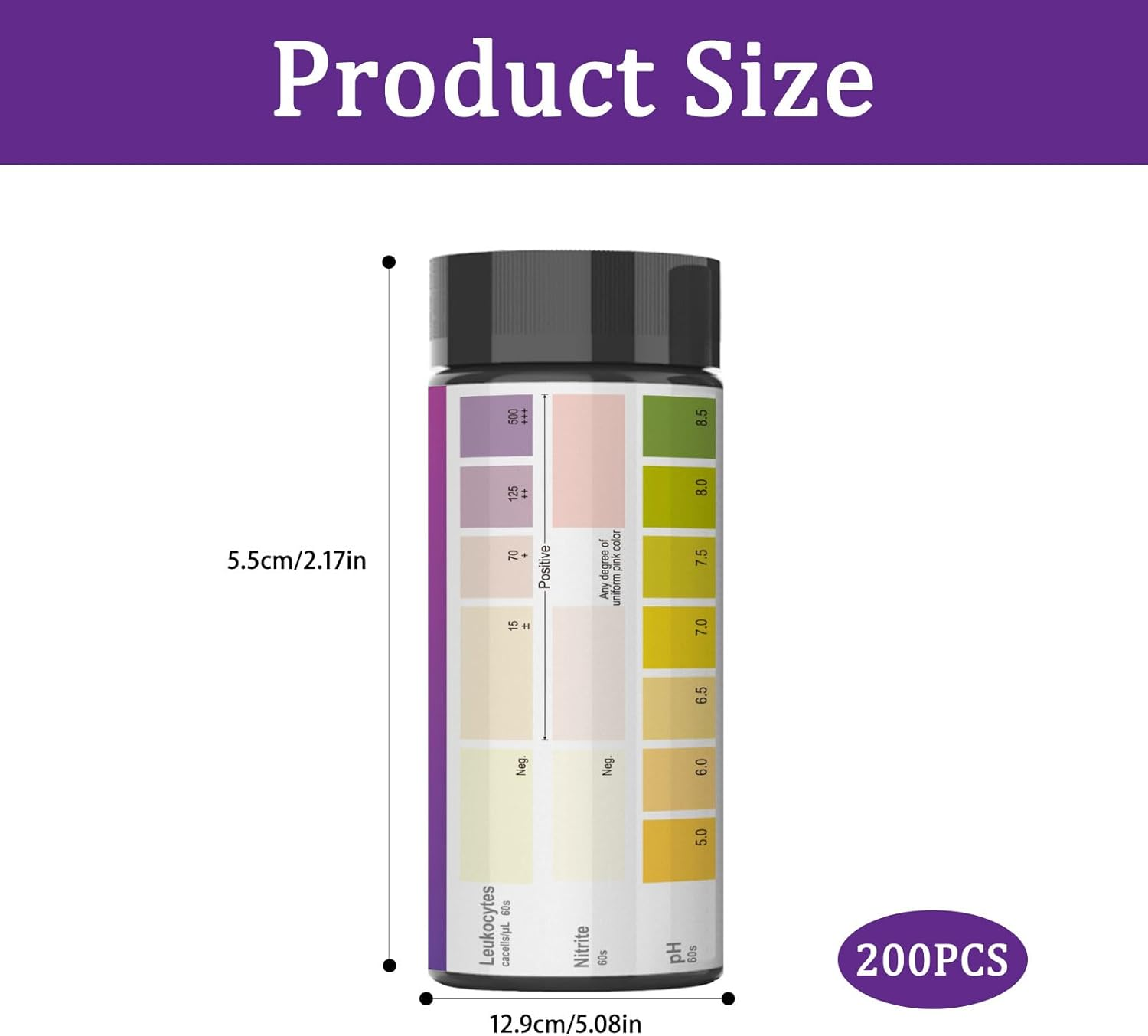 2Pcs UTI Urine Test Strips, Portable, Fast and Accurate Urine Test Strips, Home Urine Analysis, for PH, Glucose, Nitrite and White Blood Cell Detection