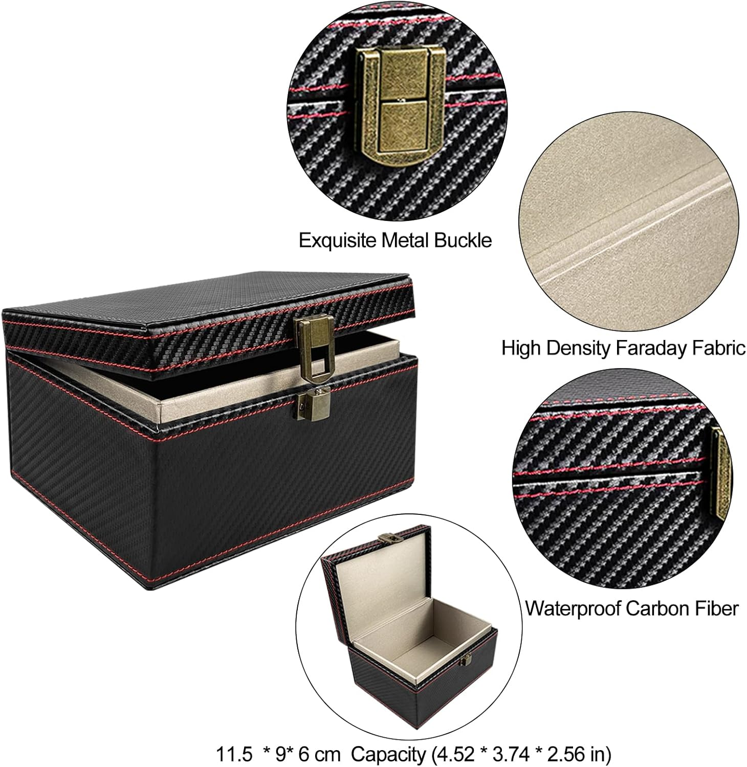 Large Faraday Box for Car Keys and 2 Pack Faraday Bag for Key Fob Signal Blocking Pouch with Hook RFID Box for Car Keys Signal Blocking Box for Car Theft Prevention Keyless Entry(Large Box+2 Pouch) image number 4