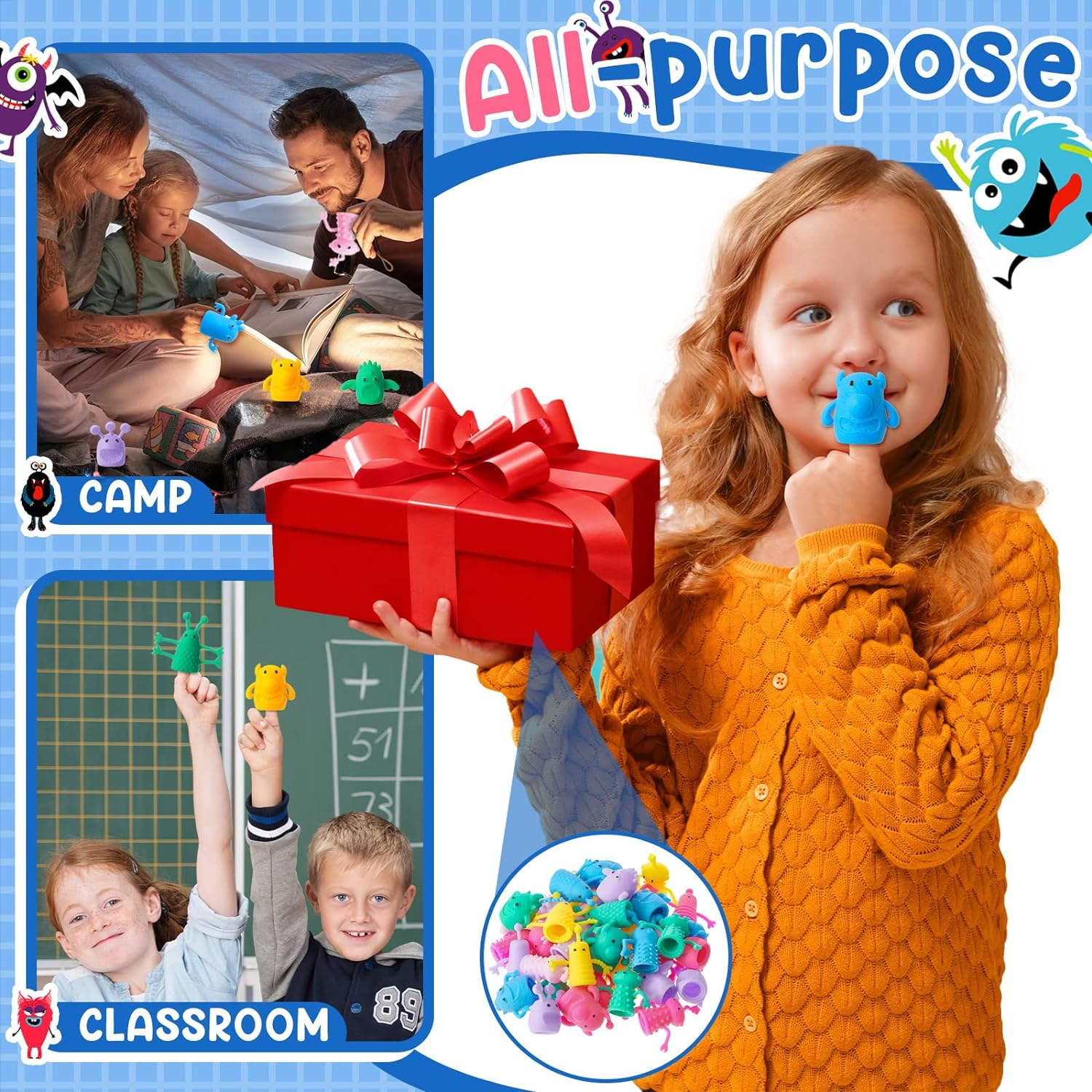 40 Pcs Cute Finger Puppets Toys Finger Toys of Monster Pattern Soft Rubber Finger Puppet Mini Stretchy Fidget Toy Finger Doll Toys Tiny Prank Set for Role Playing Birthday Party Favor, 9 Random Styles image number 4