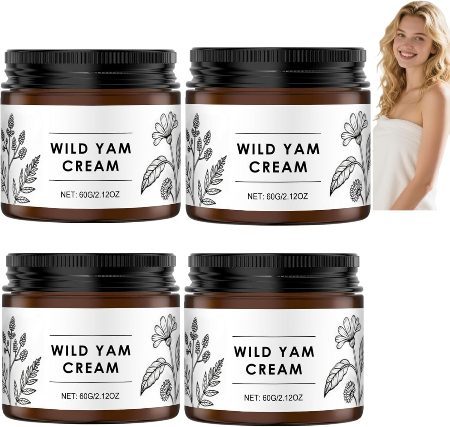 Wild Yam Cream - Deep Hydrating Face and Body Cream, Gentle and Mild,Moisturized, Firming for Most Skin Types, Improve Skin&rsquo;S Smoothness and Elasticity, Easy to Absorb,Long-Lasting (2PCS)