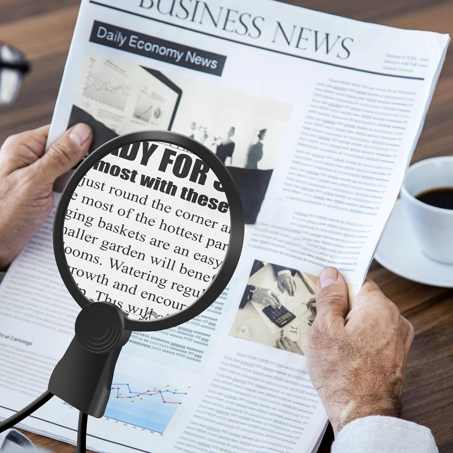 5X Hands-Free Magnifying Glass with 24 Ultra-Bright Leds Light for Reading, Sewing, Crafts, Neck Wear Large Magnifying Glass for Seniors, 3-In-1 Multi-Functional Design Magnifier with Light image number 6