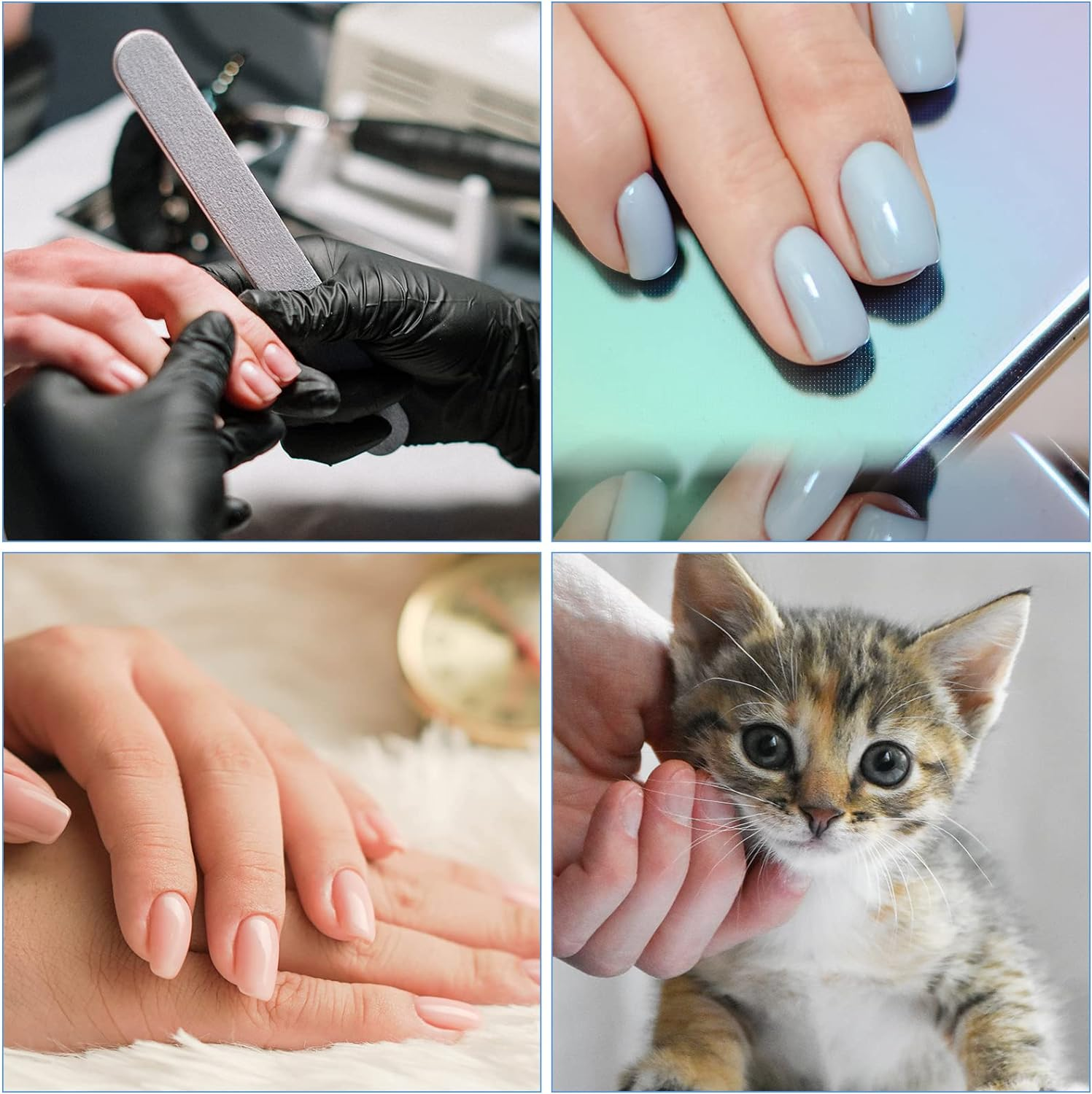 Nail File and Buffer (10 Pcs), Buffer Block Nail Files Double Sided 100/180 Grit for Acrylic and Natural Nails, Fingernail Emery Board Buffing Blocks Manicure Set Nail Care Kit Tool Halfmoon Arc image number 1