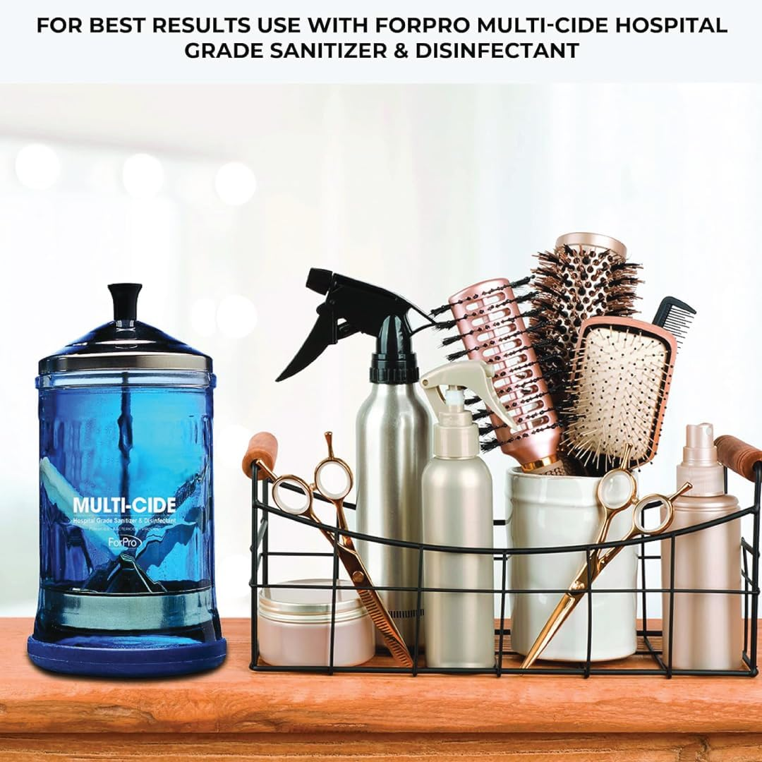 Forpro Multi-Cide Midsize Disinfecting Jar - Disinfectant Glass Jar for Manicure & Spa Implements - 21 Ounces, 8&rdquo; H X 4.25&rdquo; W image number 6