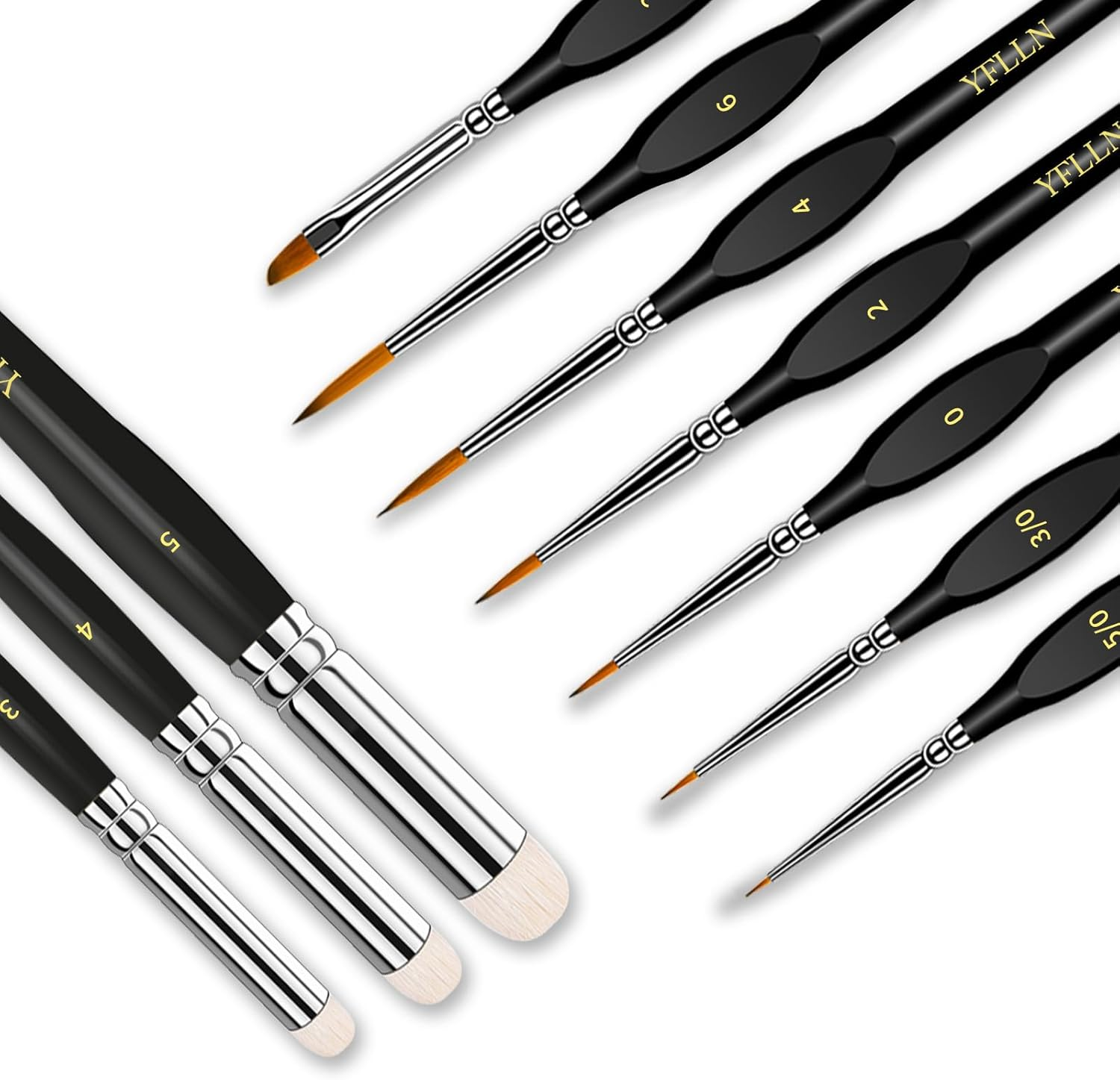 Miniature Paint Brushes Drybrush, 10 Sizes Detail Paint Brush Set, Acrylic Paint Brushes for Oil, Acrylic, Watercolors & Paint by Number, Tabletop, Figurine(Black) image number 2