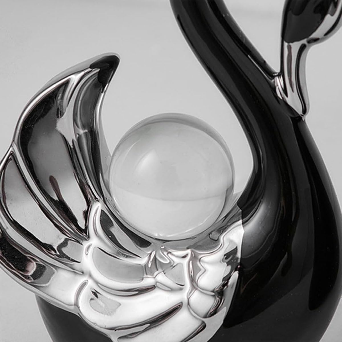 AIMALL 2PCS Ceramic Swan Ornament Set Black and White Modern Figurines for Living Room, Bedroom, TV Cabinet, Coffee Table or Wedding Centrepiece Home D&eacute;cor Display - Black image number 5