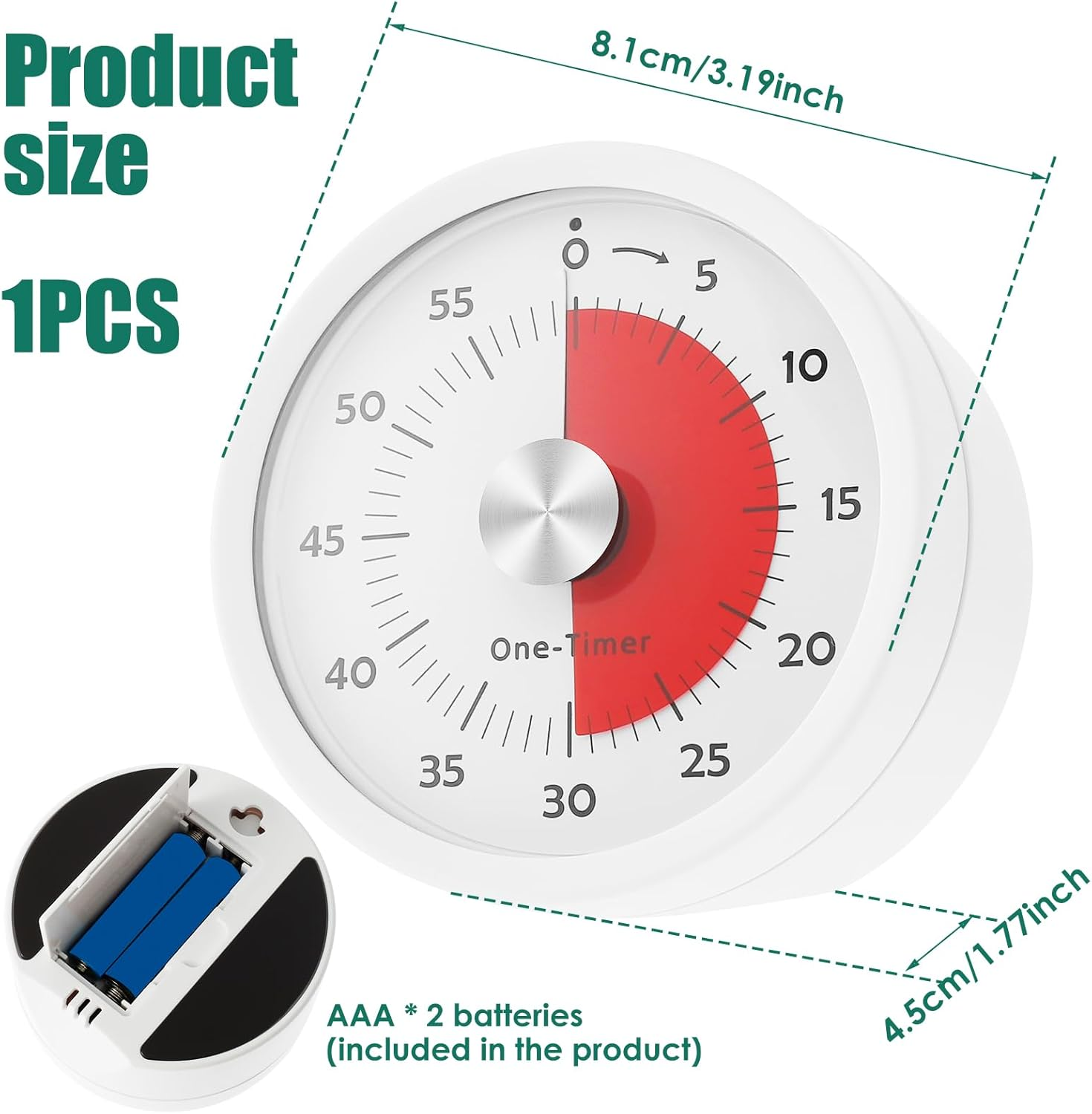 Awobepl Visual Timer 60 Minutes Magnetic Countdown Timer Compact Desk Timer No Ticking Kids Visual Timer for Classroom Cooking Fitness Studying Working image number 3