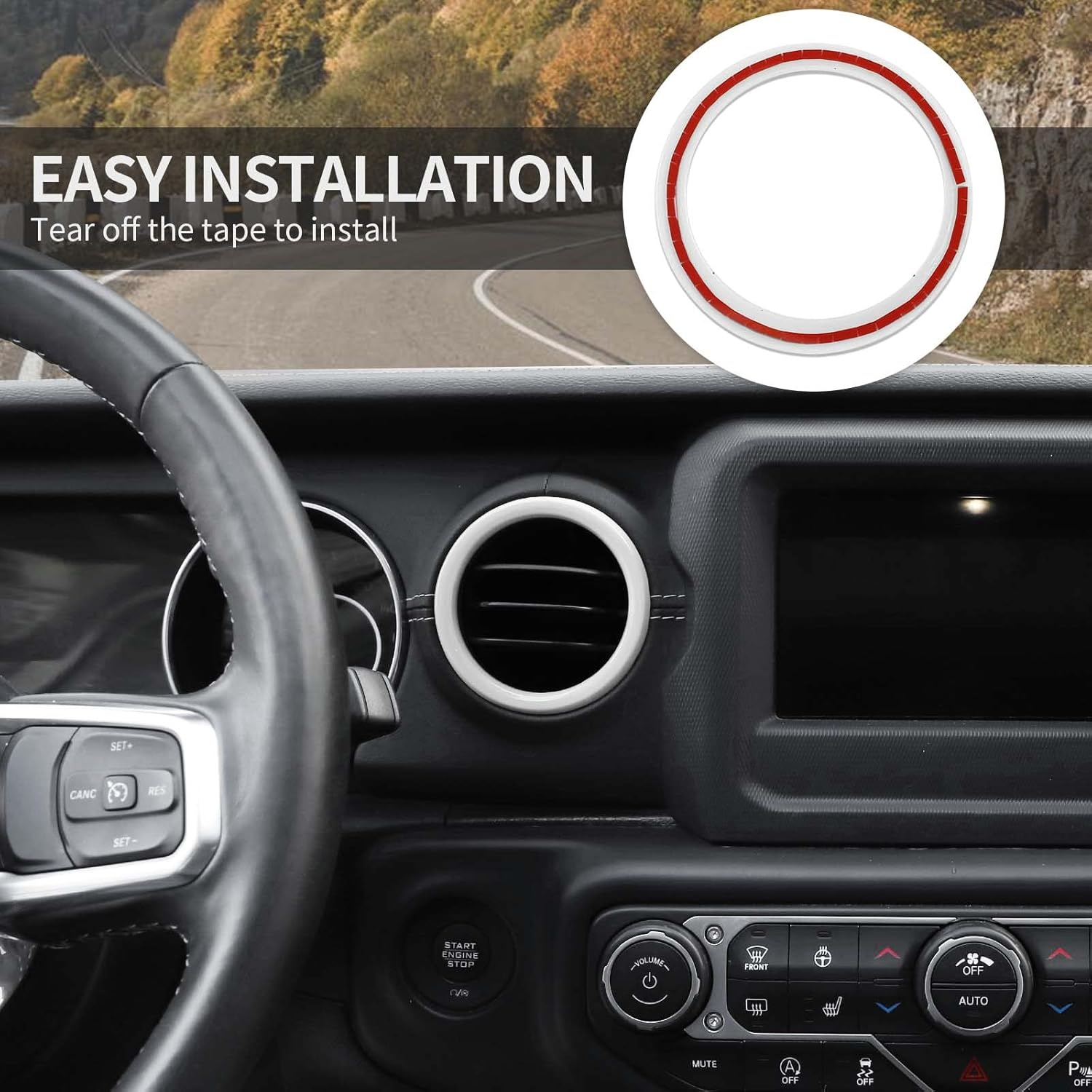 Voodonala for Jeep JL Dash Air Conditioning Vent Outlet Trim for 2018-2022 Jeep Wrangler JL JLU Gladiator JT Trunk, ABS White image number 4