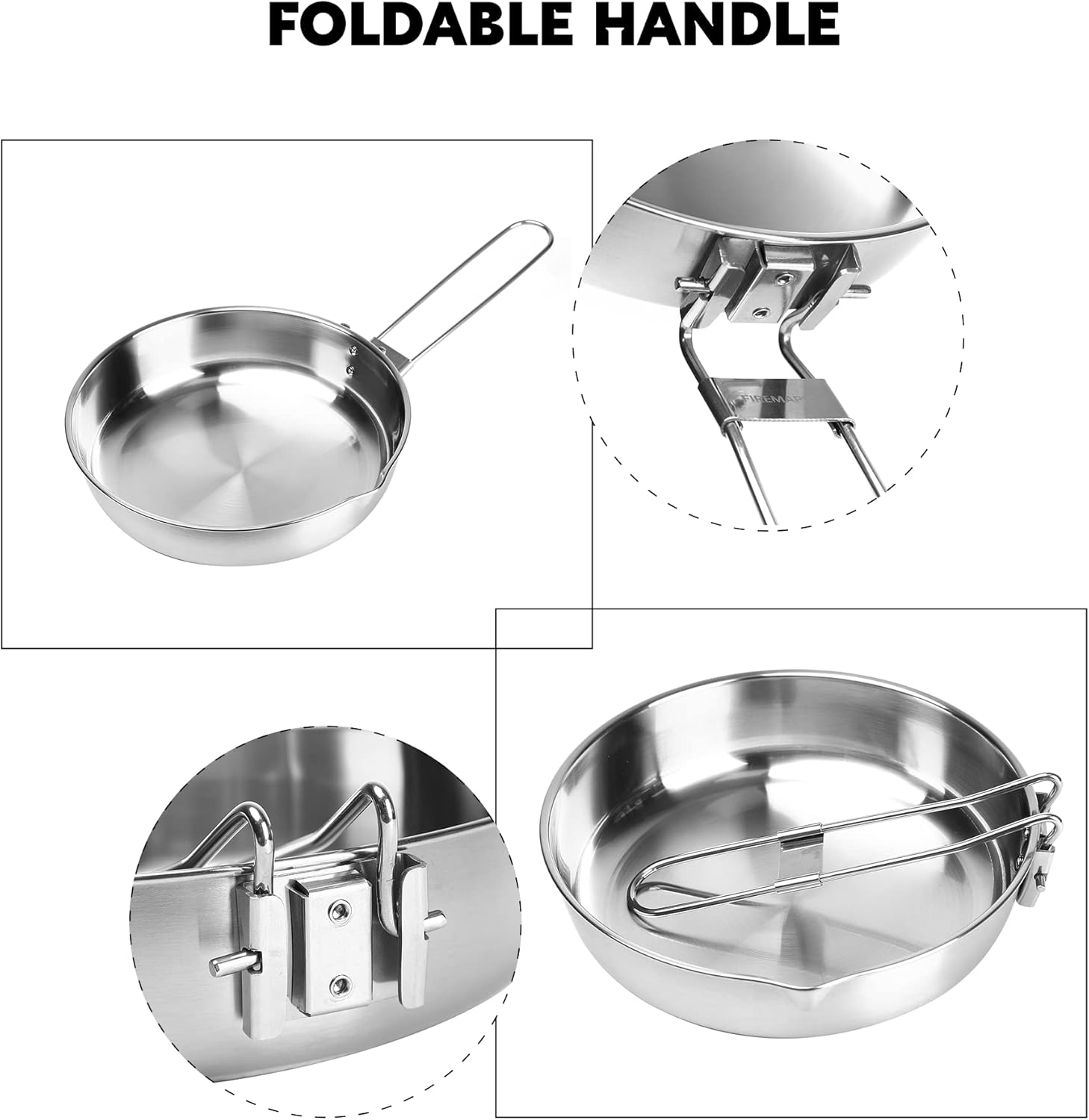 Fire-Maple Antarcti Stainless Steel Camping Frying Pan Skillet | 1.4L Portable Camp Cookware for Cooking Steak Egg | Omelette Pan Griddle Tableware with Folding Handle image number 1