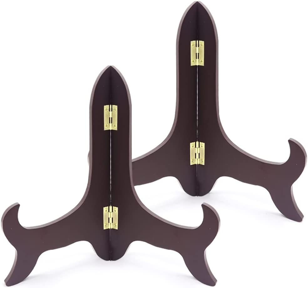 2 PCS Wooden Plate Stands, Wooden Decorative Plate Stand, Wooden Display Stand, for Home Decorations, Picture Frame, Easels, Artwork (20 CM)