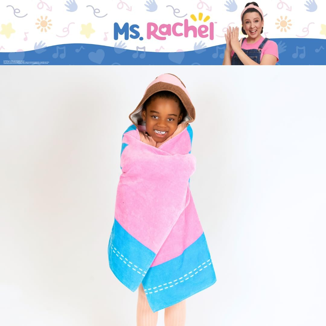 Franco Ms. Rachel Kids Super Soft Bath/Pool/Beach Soft Cotton Terry Hooded Towel Wrap, 24 in X 50 In, (Officially Licensed Product) image number 1