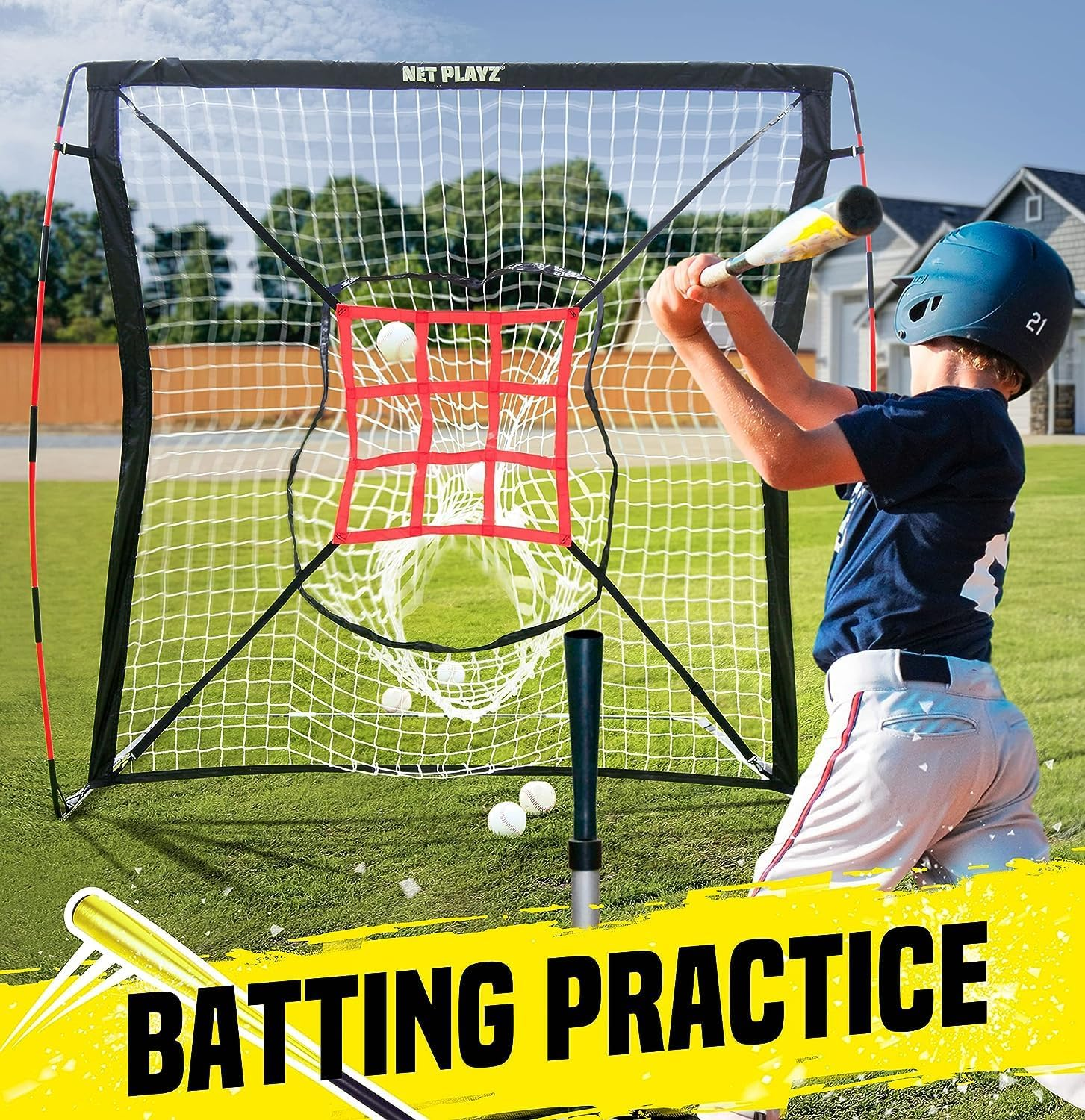 Baseball Net - Pitching Net Hitting Net Batting Practice Net (9 Strike Zone, Portable & Quick-Fold) Baseball Gifts for Kids Children & Teens | Training Aids Equipment image number 2