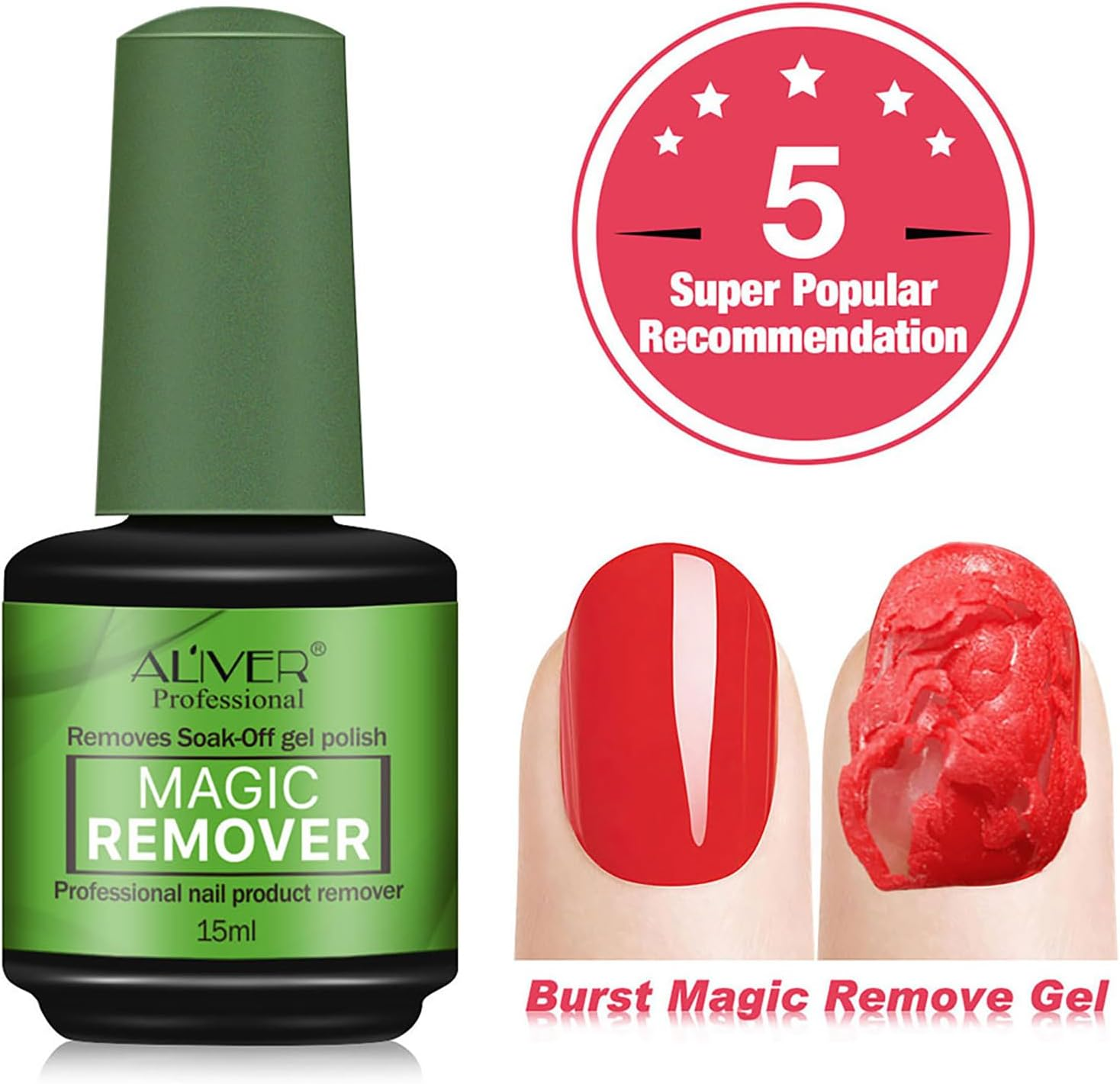 Gel Nail Polish Remover, Gel Polish Remover for Nails - Quickly & Easily Remove Nail Polish within 3-5 Minutes, No Need Tin Foil & Don'T Hurt Nails, Professional Non-Irritating Gel Nail Polish Remover (Green)