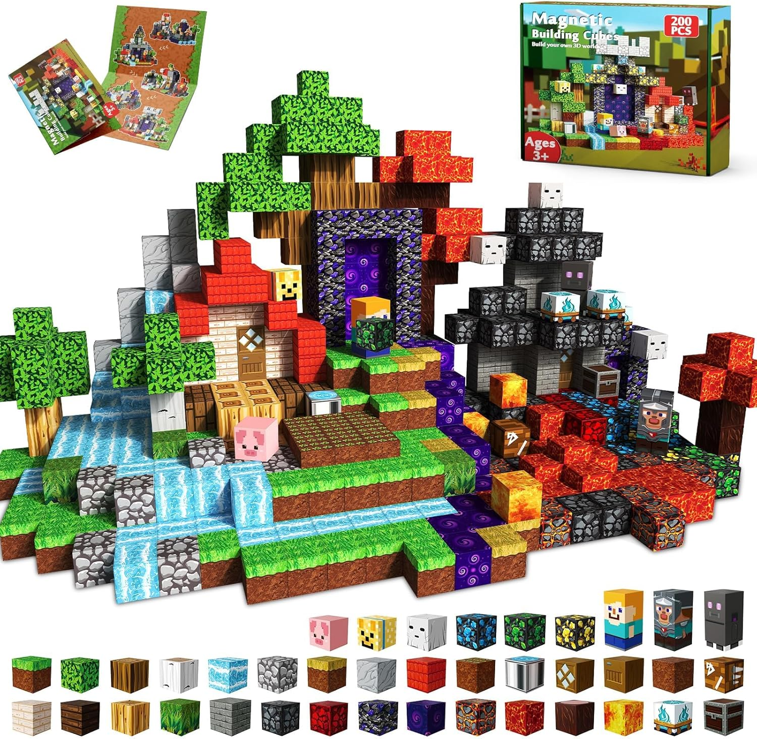 200 PCS Magnetic Blocks - Magnet Toys for Kids, Boys and Girls, Magnetic Building Blocks Cubes, Stacking Magnets for Kids, Birthday Gifts for Boys and Girls Age 3+ Years Old image number 6