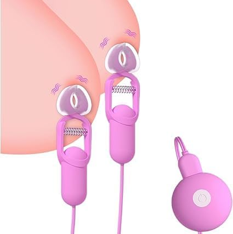 Vibrating Nipple Clamps Electric Shock Nipple Clamps Clip Adjustable Nipple Sex Toys Clitoris Clamp Nipple Vibrator with 10 Powerful Vibration Couples Clamps for Clitoris Nipple Stimulation Pink image number 6