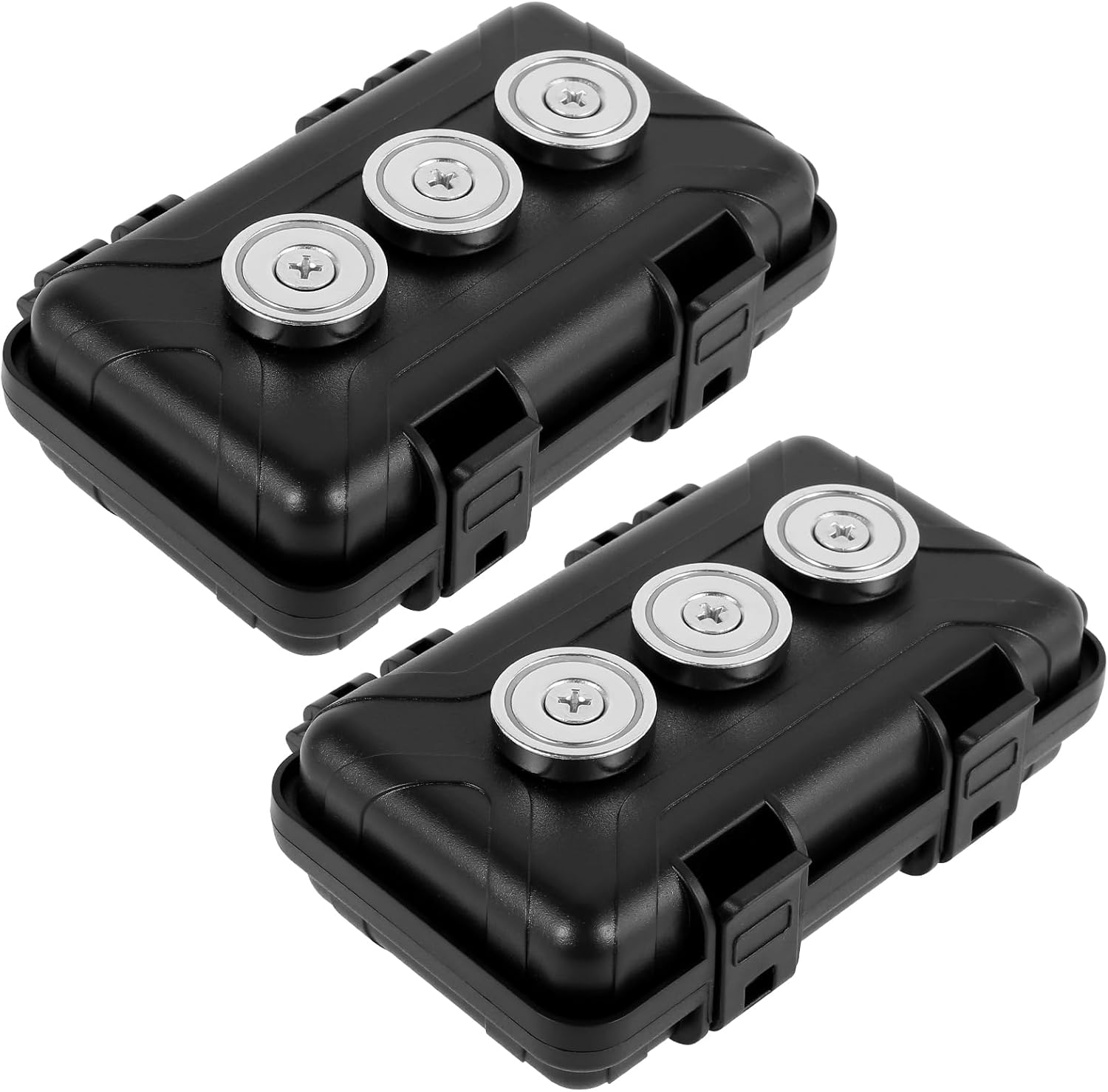 PHWRECZ 1Pc/2Pcs Magnetic Key Holder under Car Hide Key Box with Strong Magnet, Waterproof, Secure, Versatile, Black, 4.33X2.56X1.38 Inches