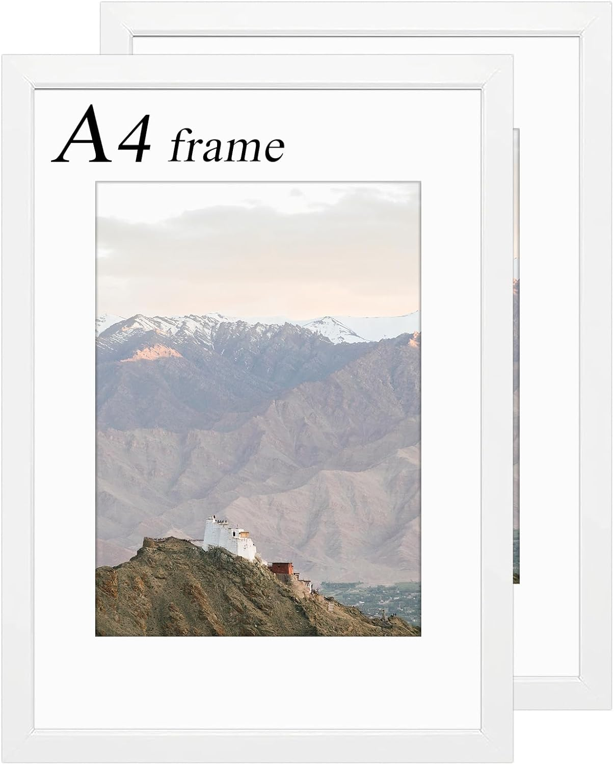 RUN HELIX A3 White Picture Frame Set of 2, 29.7X42 Cm, Wooden Frame with Plexiglass, Wall Mount, Collage Frame