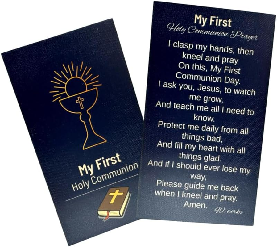 Westmon Works First Communion Rosary Gift Set Boy'S Wooden Bead Rosary with Metal Crucifix and Commemorative Holy Card, Medium, Zinc, No Gemstone image number 3