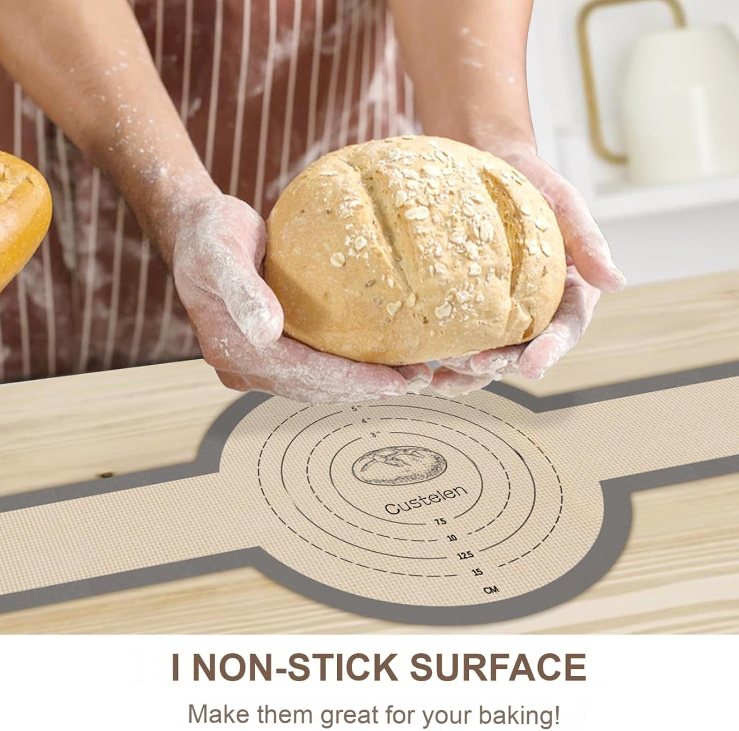 Custelen 2 PCS Silicone Bread Sling for Dutch Oven - Non-Stick, Easy Clean Reusable Bread Baking Mat with Long Handles for Easy Sourdough Transfer, BM02