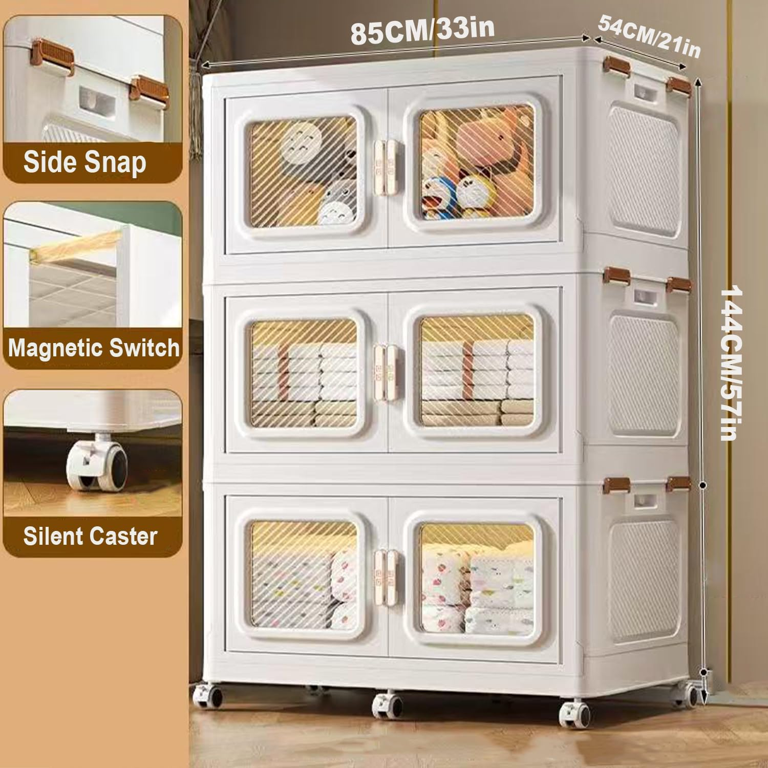 MOTYYA 660 Qt Stackable Storage Bin with Lid, 165Gal Extra Large Collapsible Storage Boxes, Folding Plastic Drawer, Heavy-Duty Store Cabinet, Closet Organizer for Home Kitchen, 3 Pack White image number 5