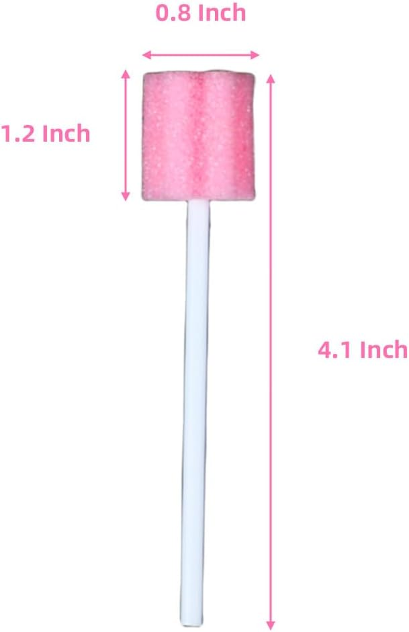 100 Pcs Oral Care Sponge Swab/Tooth Cleaning Spong Swab，Individually Wrapped Oral Care, Oral Swabs, Sponge Teeth, Oral Swabs, Pink
