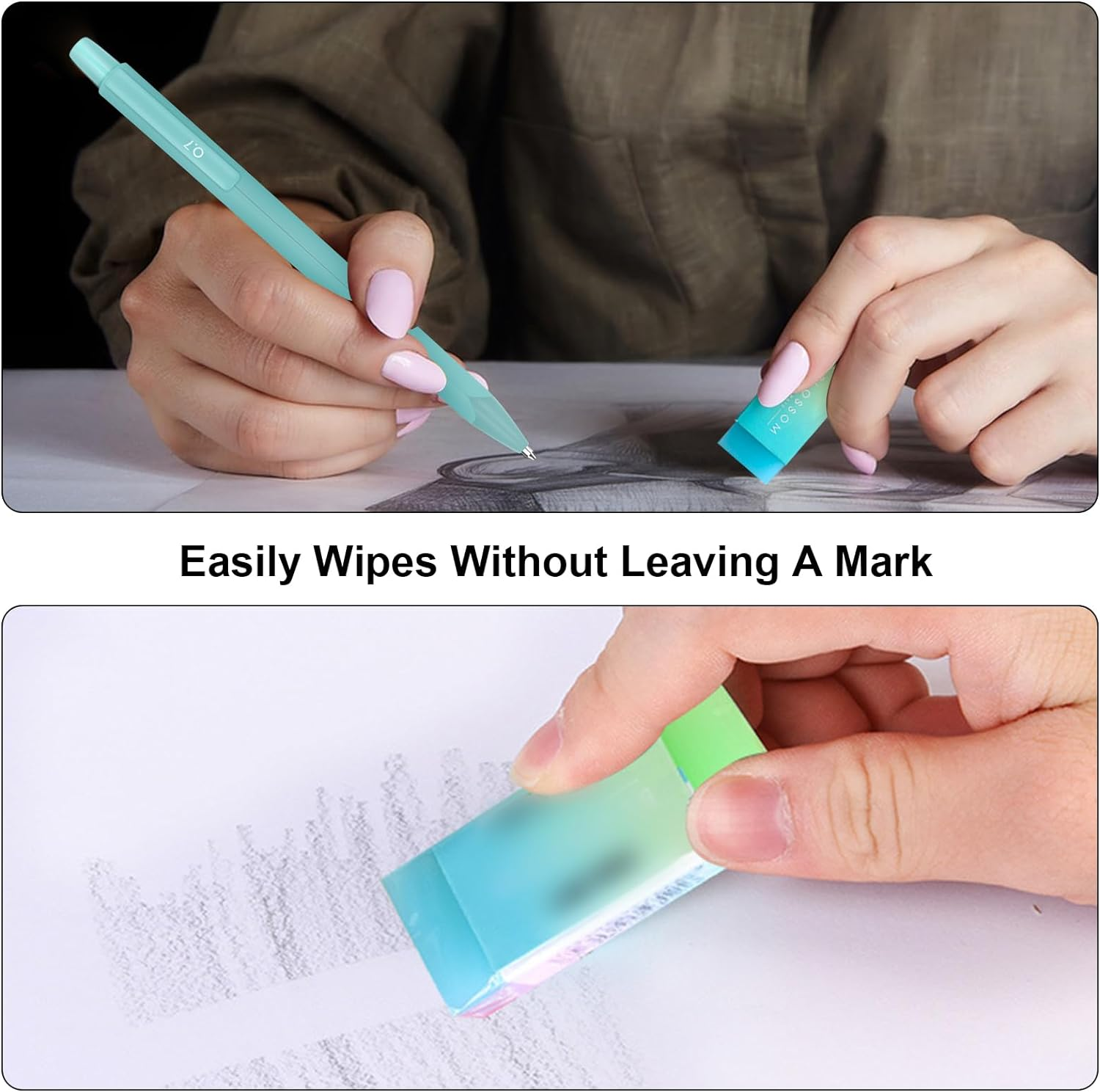 Cute Mechanical Pencil Set, 6 PCS Led Pencils, Pastel Pencil Mechanical, 120 Pencil Refills 0.5 0.7 MM, 4 Pack Erasers, Aesthetic School Writing Supplies for Women Girls Gifts image number 1