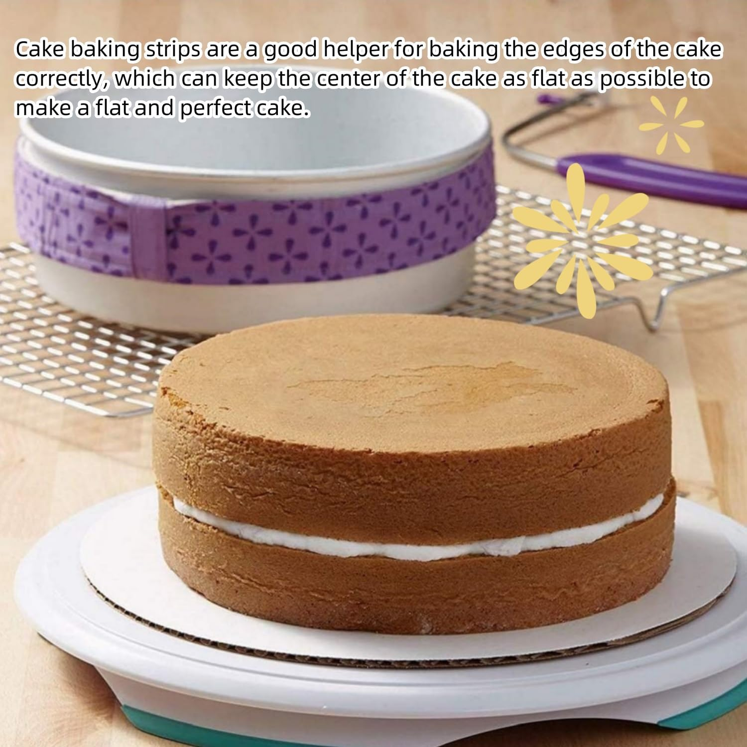 4Pcs Bake Even Strip, Cake Pan Dampen Strips, Baking Tray Protection Strap for Even Baking, Reusable Cake Pan Baking Strips for Home Kitchen Baking Supplies image number 6