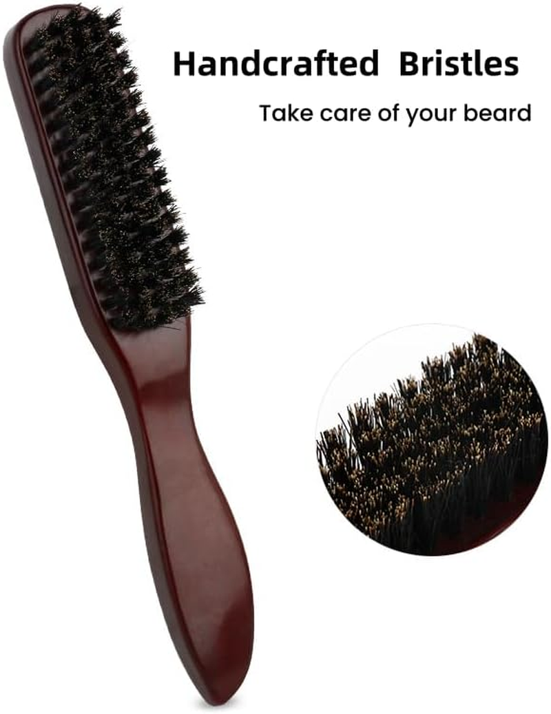 Chilvure Universal Boar Bristle Beard Brush, Anti-Static Styling Wooden Hair Brush for Men&Women, Perfect for Hair&Beard Care Men'S Grooming Straightens Promotes Growth Works with Beard Oil and Balm Beard Kits - Red image number 6