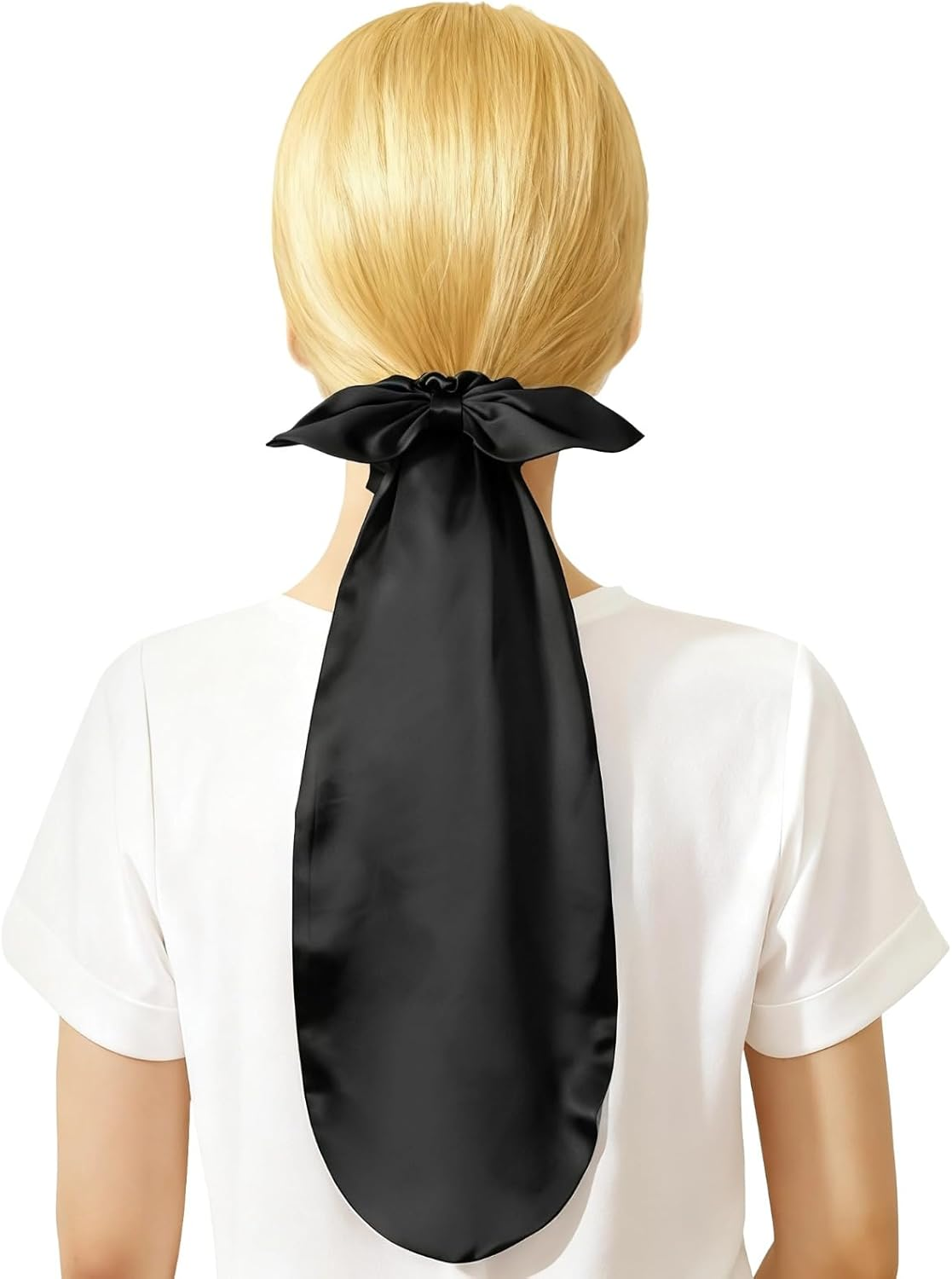 Satin Sleep Cap for Long Hair, 2 in 1 Silky Fabric Sleep Cap with Headband Hair Protection for Natural, Curly or Braided Hair, Black image number 2