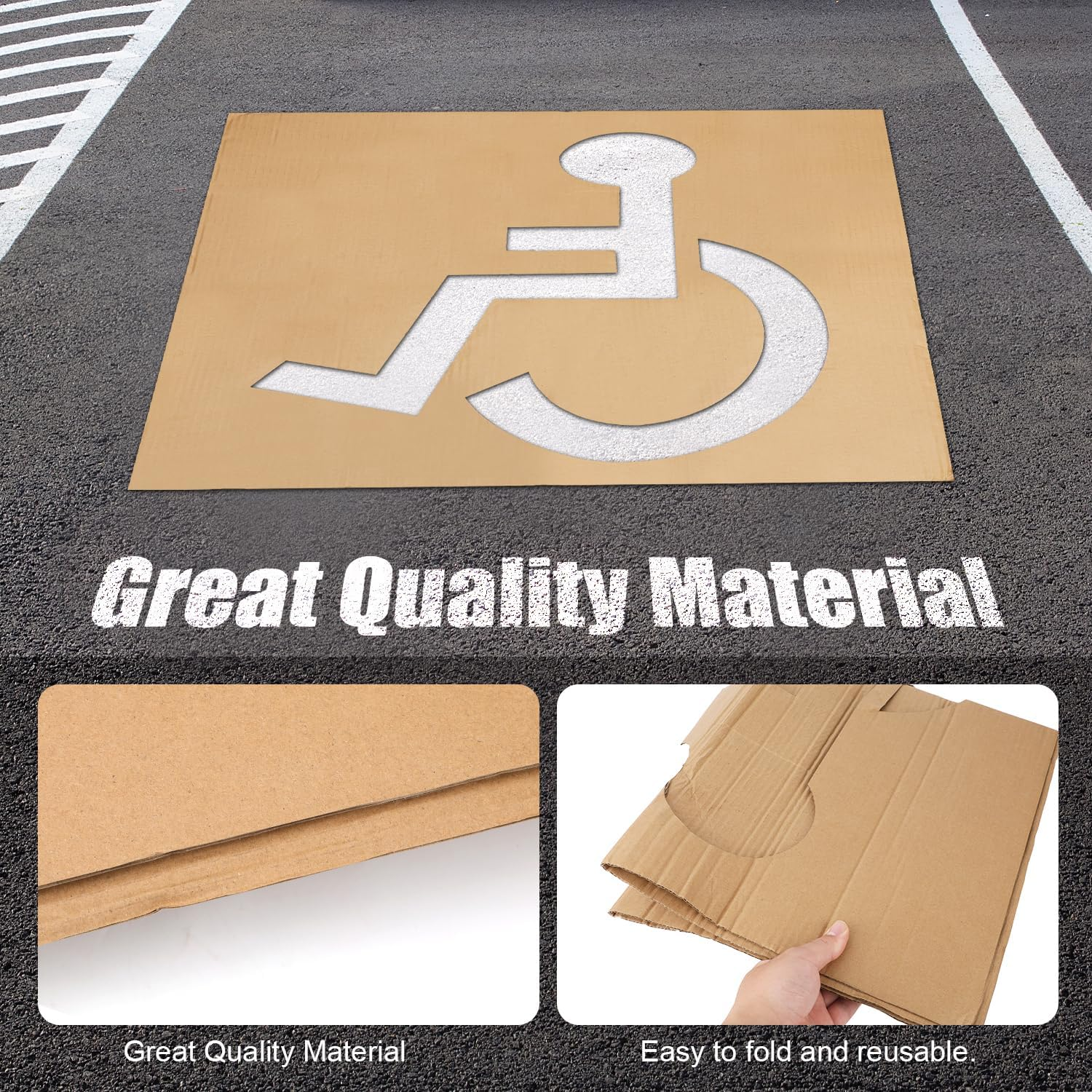 Handicap Stencil for Parking, 31.5X25.2In Reusable Parking Lot Template Handicapped Signs for Parking Lot Garage Pavement Stencils for Painting image number 5