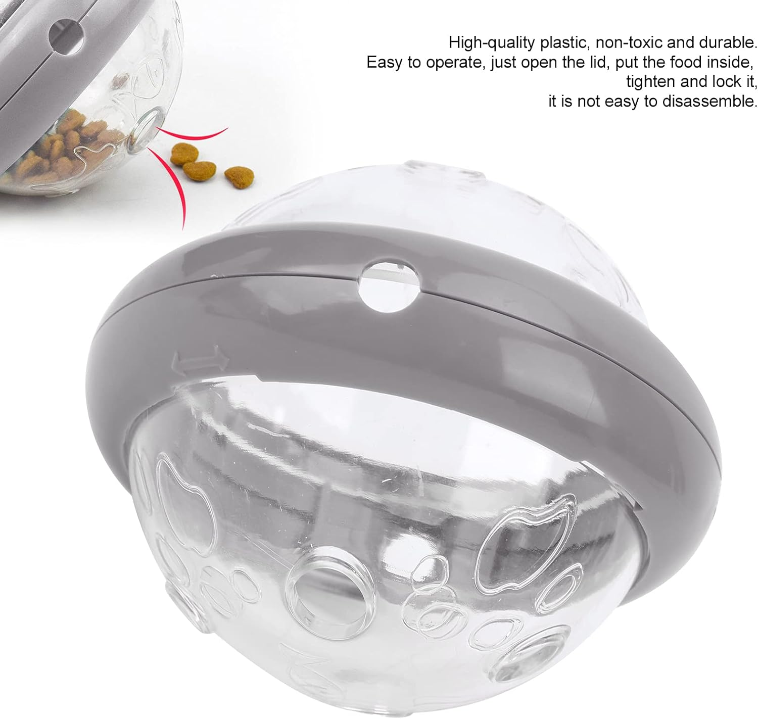Dog Feeder Toy, Durable Flying Saucer Shaped Design Slow Eating Interactive Feeding Puzzle Toys, Pet Food Dispensing Puzzle Toy Feeding Dispenser for Dogs Cats (Ufo-Literary Gray) image number 2