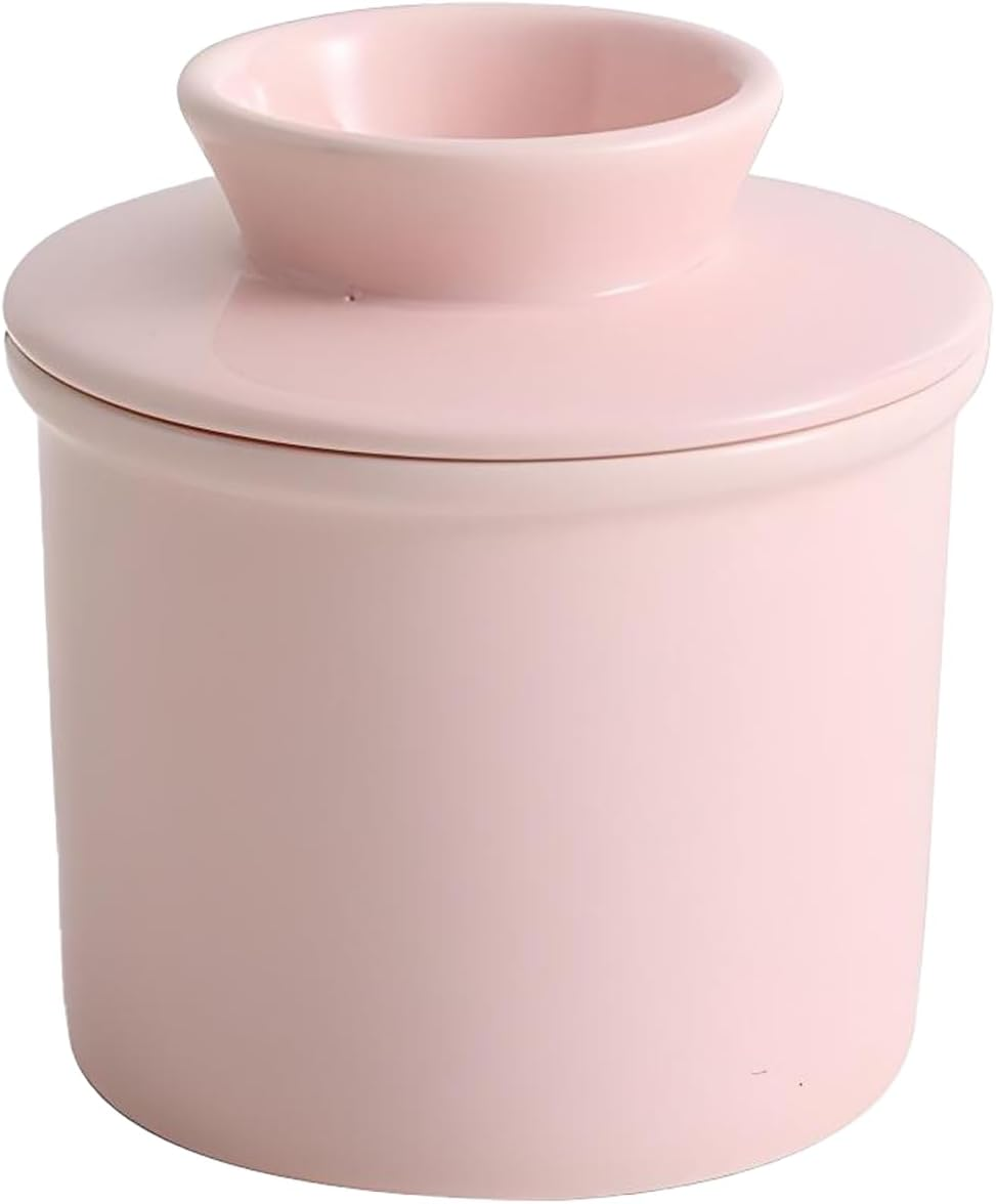 Butter Dish with Lid Vintage French Butter Crock French Butter for Countertop Soft Spreadable Butter Storagdishwasher Safe Pink