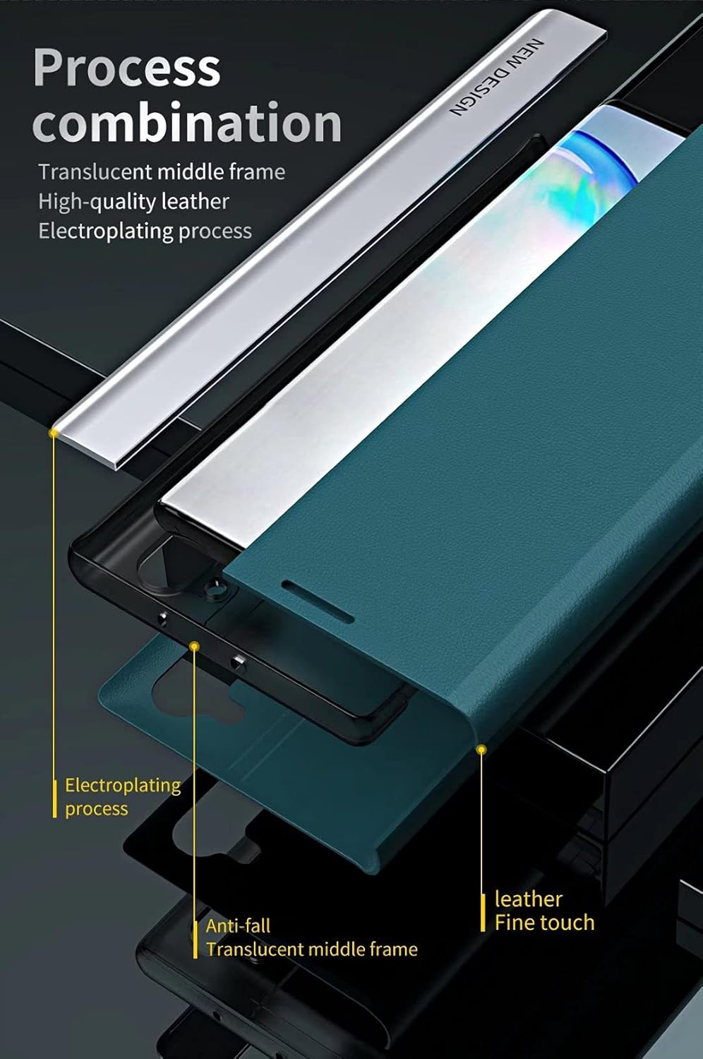 COQUE Case for Samsung Galaxy S24 Ultra Case, Magnetic Leather Case for Smartphones on the Right Side, Shockproof TPU Mobile Phone Case for Samsung Galaxy S24, Ultra Green image number 3